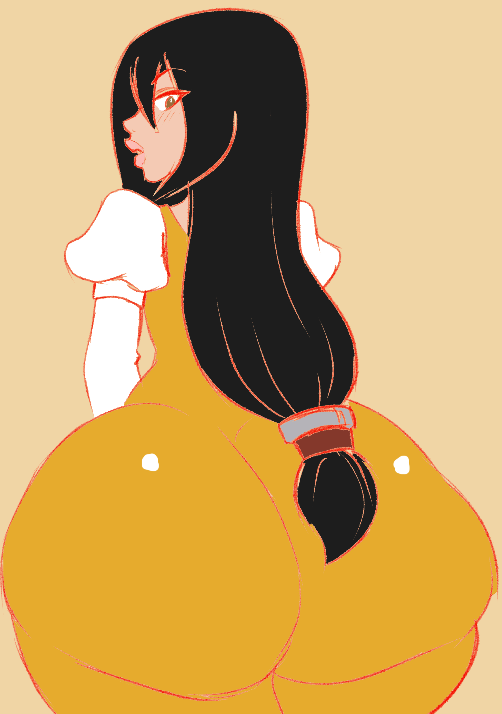 ass, big ass, blush, bottom heavy, colored, dark hair, female, final fantasy, final fantasy ix, garnet til alexandros xvii, looking back, pranky, wide hips