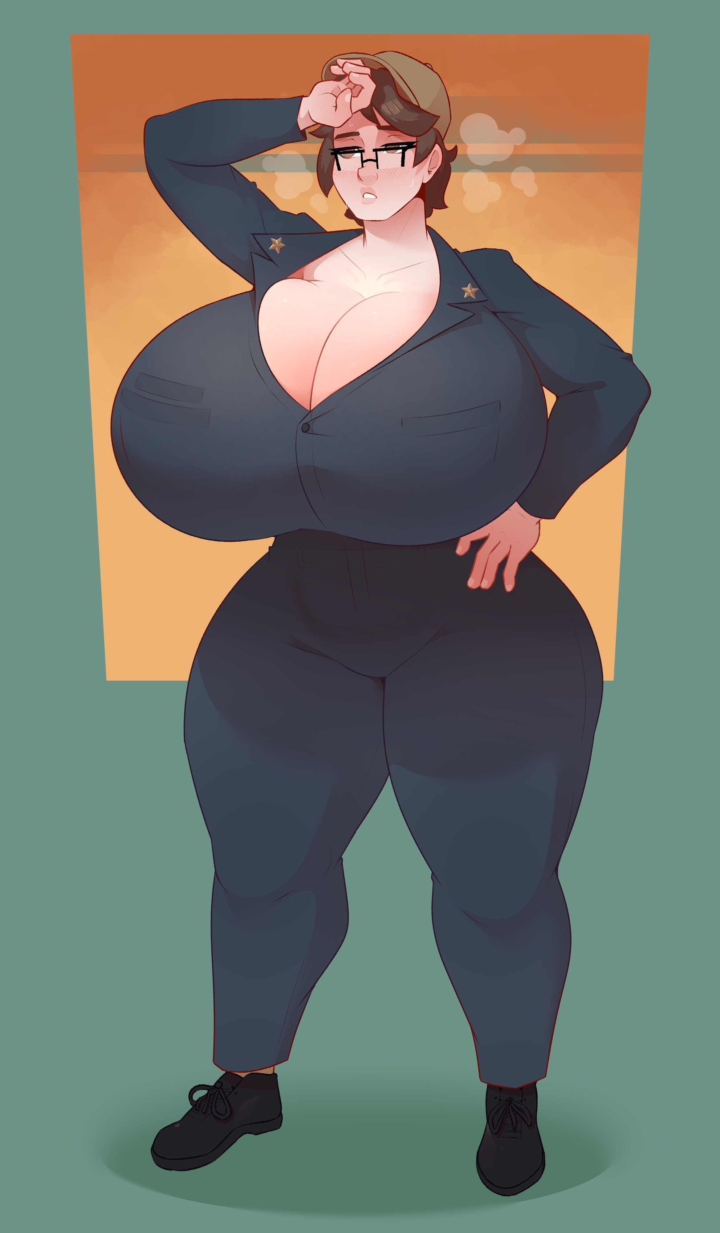 1girls, absurdres, breasts, cleavage, dabble, female, female only, highres, huge breasts, solo, thick thighs, wide hips