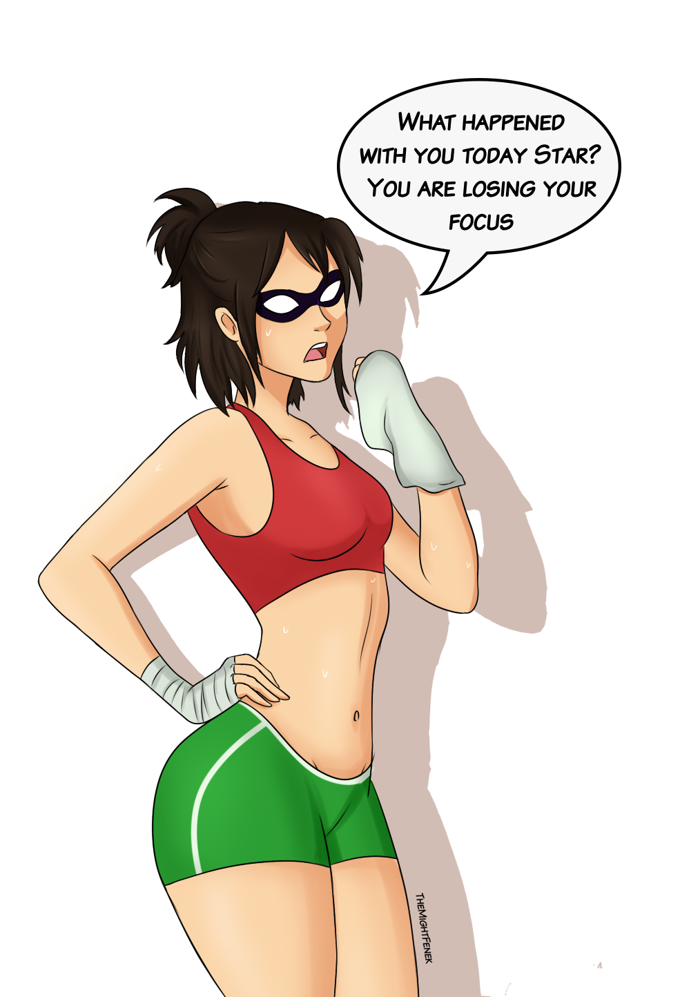 dc dc_comics dick_grayson female genderswap_(mtf) gym_clothes male navel robin_(dc) robin_(dick_grayson) rule_63 small_breasts themightfenek