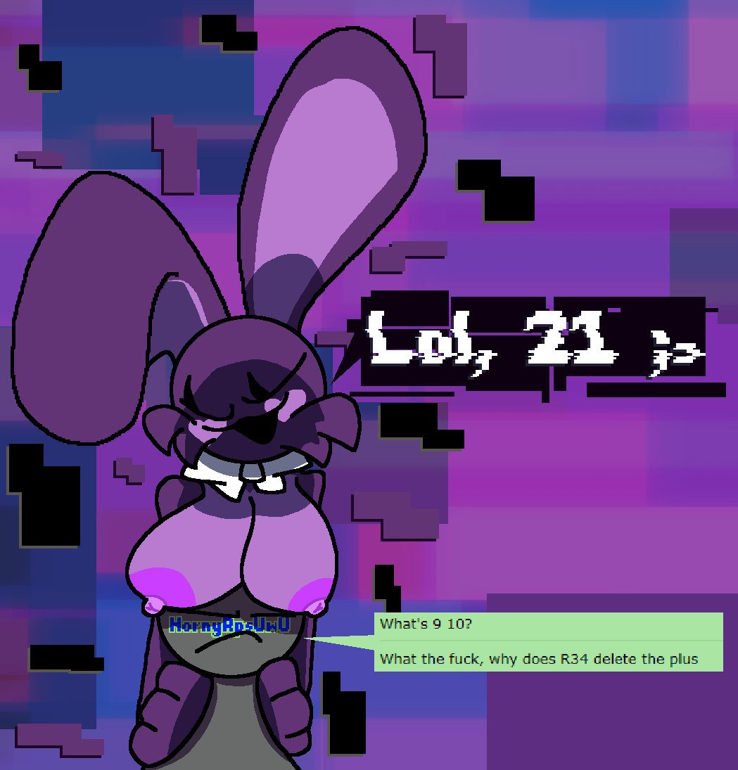 anthro big_breasts breasts chaoticdream cheek_tuft dialogue digital_creature english_text facial_tuft female five_nights_at_freddy's heart mammal nipples rabbit scottgames shadow_bonnie speech_bubble text