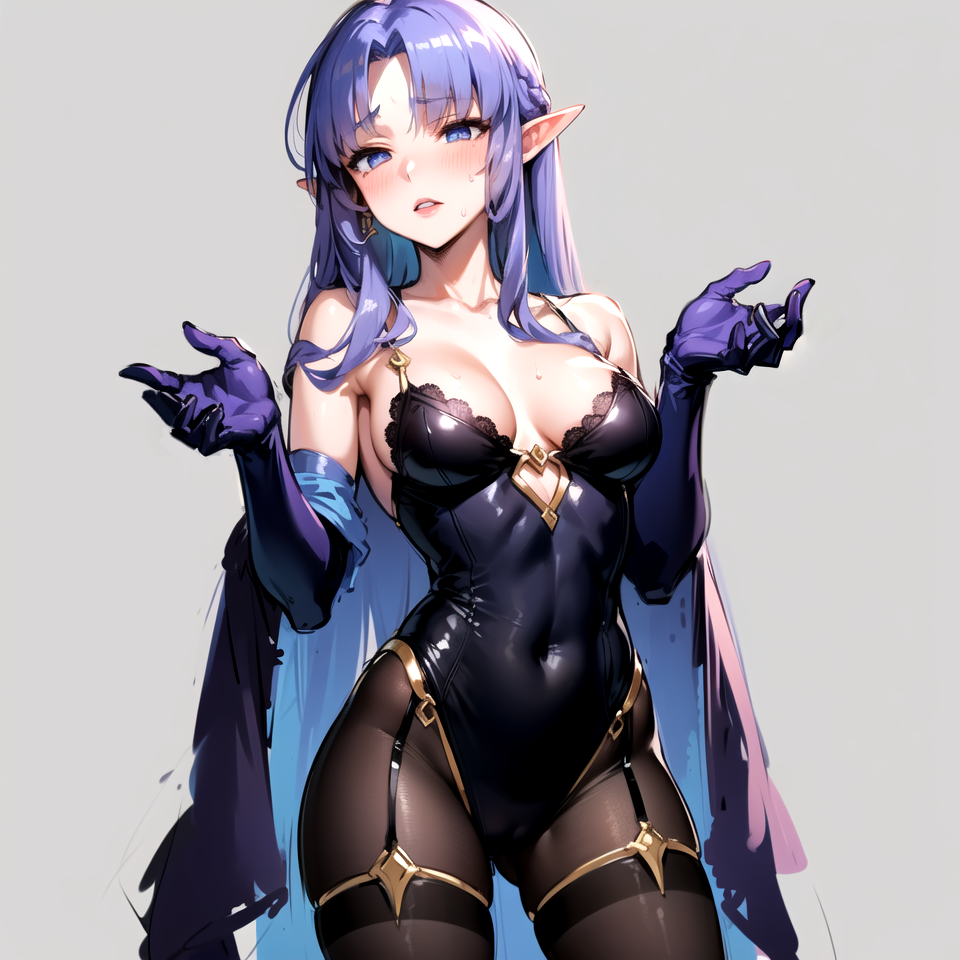 1girls 2024 ai_generated blush caster_(fate/stay_night) cloak elf_ears fate_(series) female female_focus female_only kxy lipstick medea_(fate) purple_hair skin_tight stockings