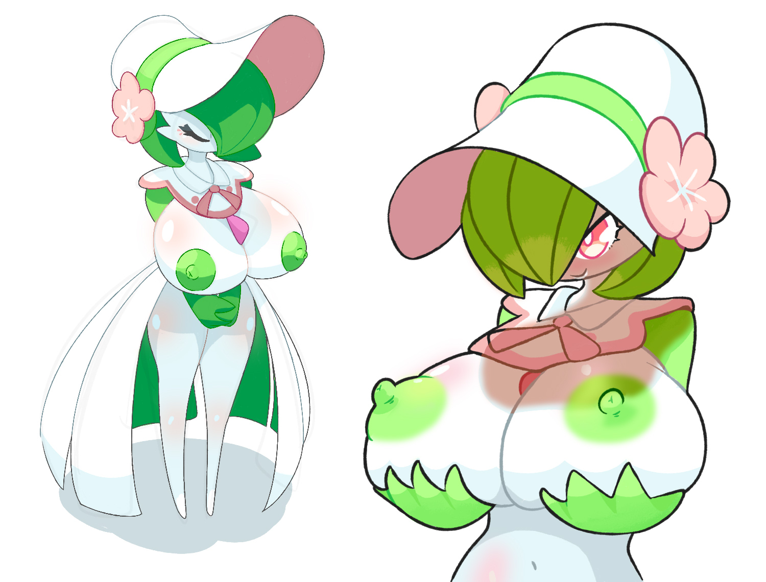 breasts, fashionable style gardevoir, female, gardevoir, hand on breast, holding breast, huge breasts, nintendo, pokémon (species), pokemon, pokemon (species), pokemon unite, shush lewd, video games