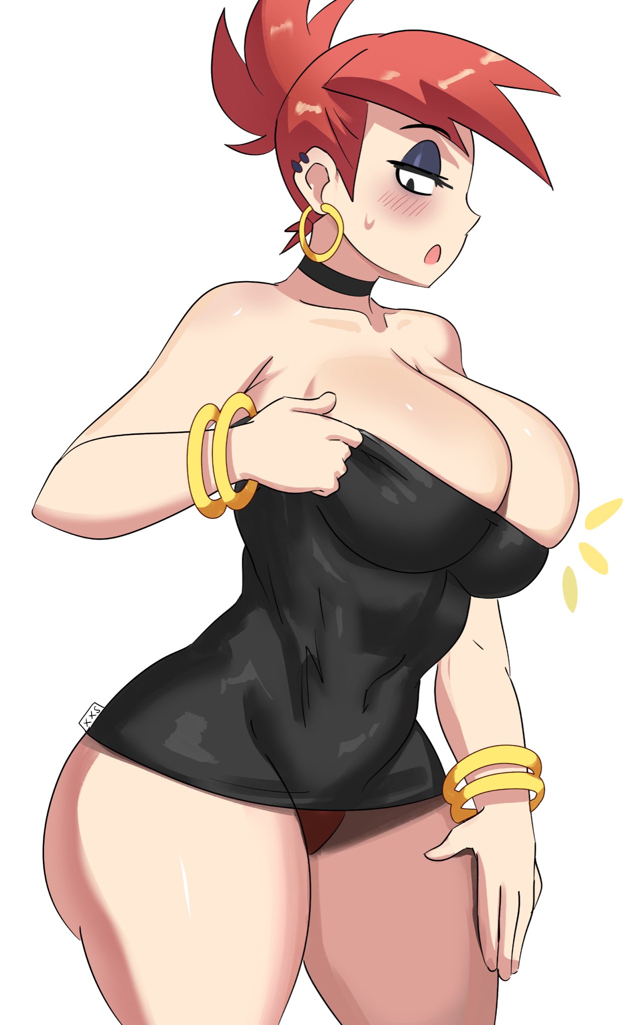 1girls, armpits, breasts, cartoon network, dress, female, foster's home for imaginary friends, frankie foster, huge breasts, light skin, light-skinned female, long hair, panties, red hair, thick thighs, thighs, wide hips, ytrall