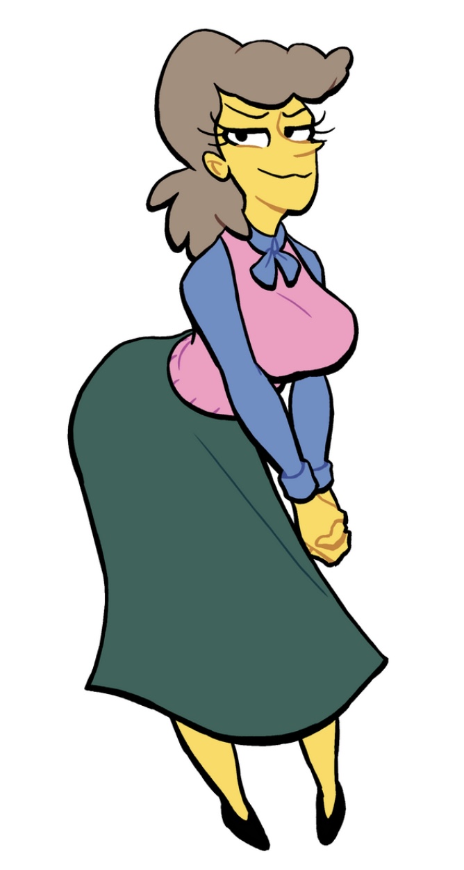 big_breasts grey_hair helen_lovejoy married_woman pink_vest religious the_simpsons