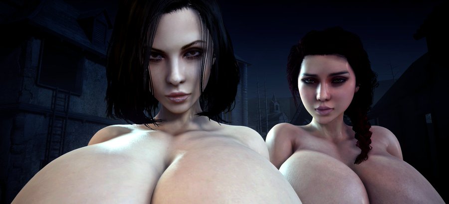 2girls, 3d, 3d (artwork), alternate breast size, bare shoulders, black widow (marvel), breasts, breasts bigger than head, bust, busty, crossover, curvy, female, female only, gigantic breasts, huge breasts, human, human female, humanoid, humanoid female, implied nudity, kate beckinsale, large breasts, light skin, light-skinned female, looking at viewer, marvel, marvel cinematic universe, marvel comics, multiple females, multiple girls, natasha romanoff, scarlett johansson, selene (underworld), underworld, vaako, vampire, vampire girl, virtamate
