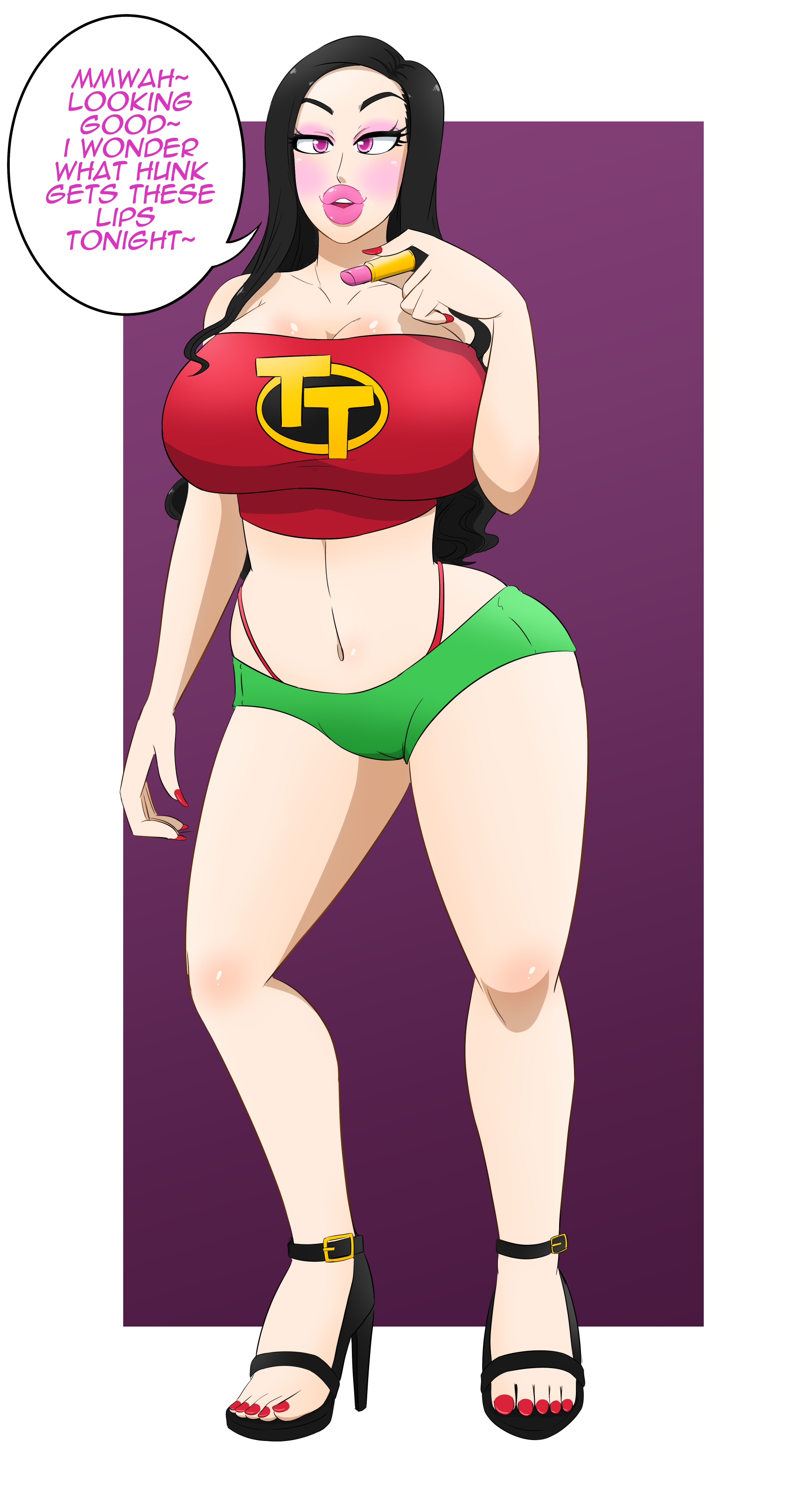 1girls, ass, bimbo, bimbofication, breasts, dc, dc comics, dick grayson, eyeshadow, female, genderswap, genderswap (mtf), high heels, huge ass, huge breasts, kobi-tfs, lipstick, makeup, male, pink lipstick, pussy, pussy graydaughter, robin (dc), robin (dick grayson), rule 63, teen titans, thick lips