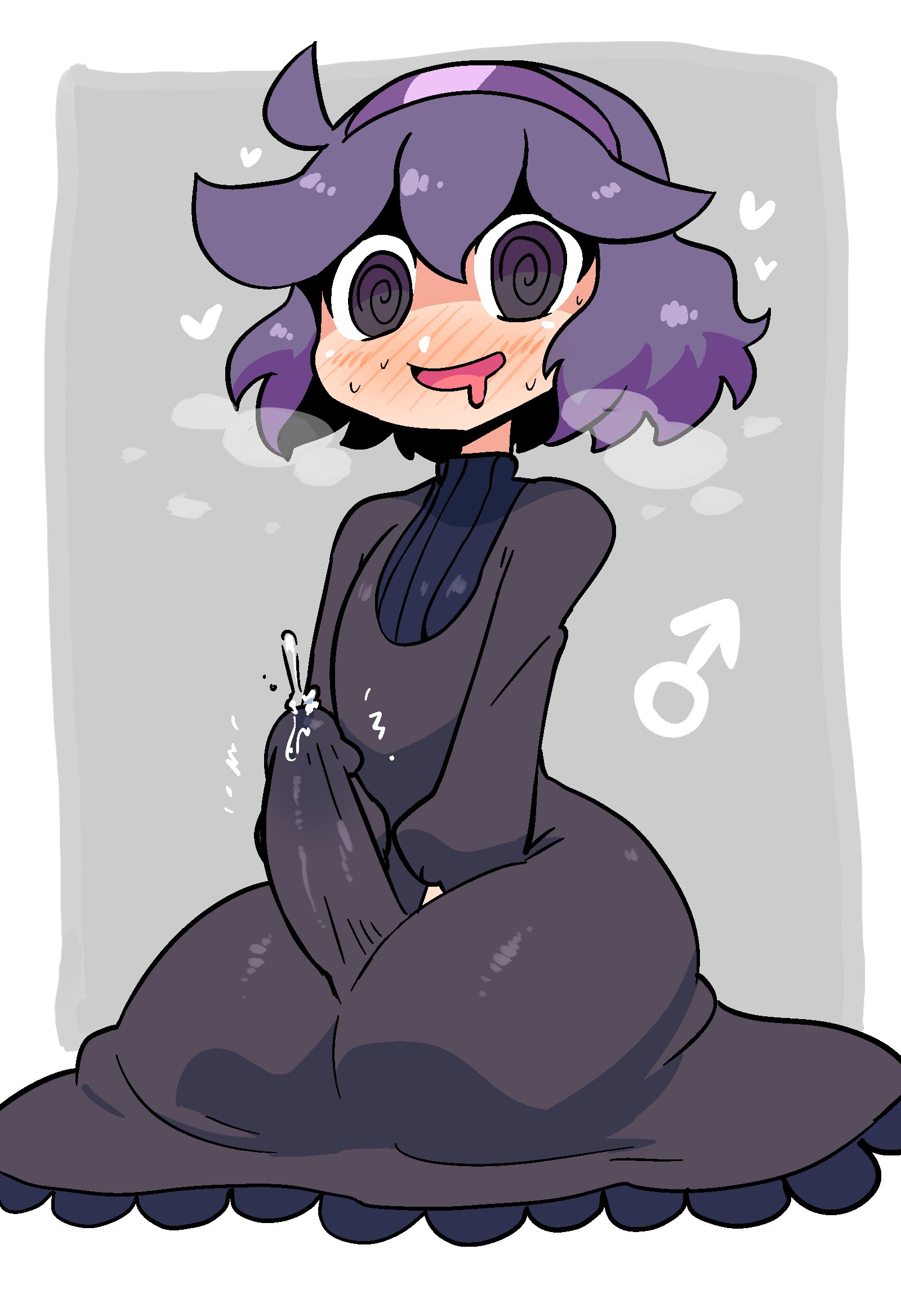 1boy, big penis, clothed, clothing, crap-man, cum, dress, erection, erection under clothes, femboy, fully clothed, genderswap, genderswap (ftm), girly, hex maniac, hexboy maniac, human, hung trap, light skin, light-skinned male, looking at viewer, male, male only, nintendo, pale skin, penis, pokemon, pokemon xy, precum, precum through clothing, rule 63, sitting, solo, solo male, thick thighs, trap, wide hips