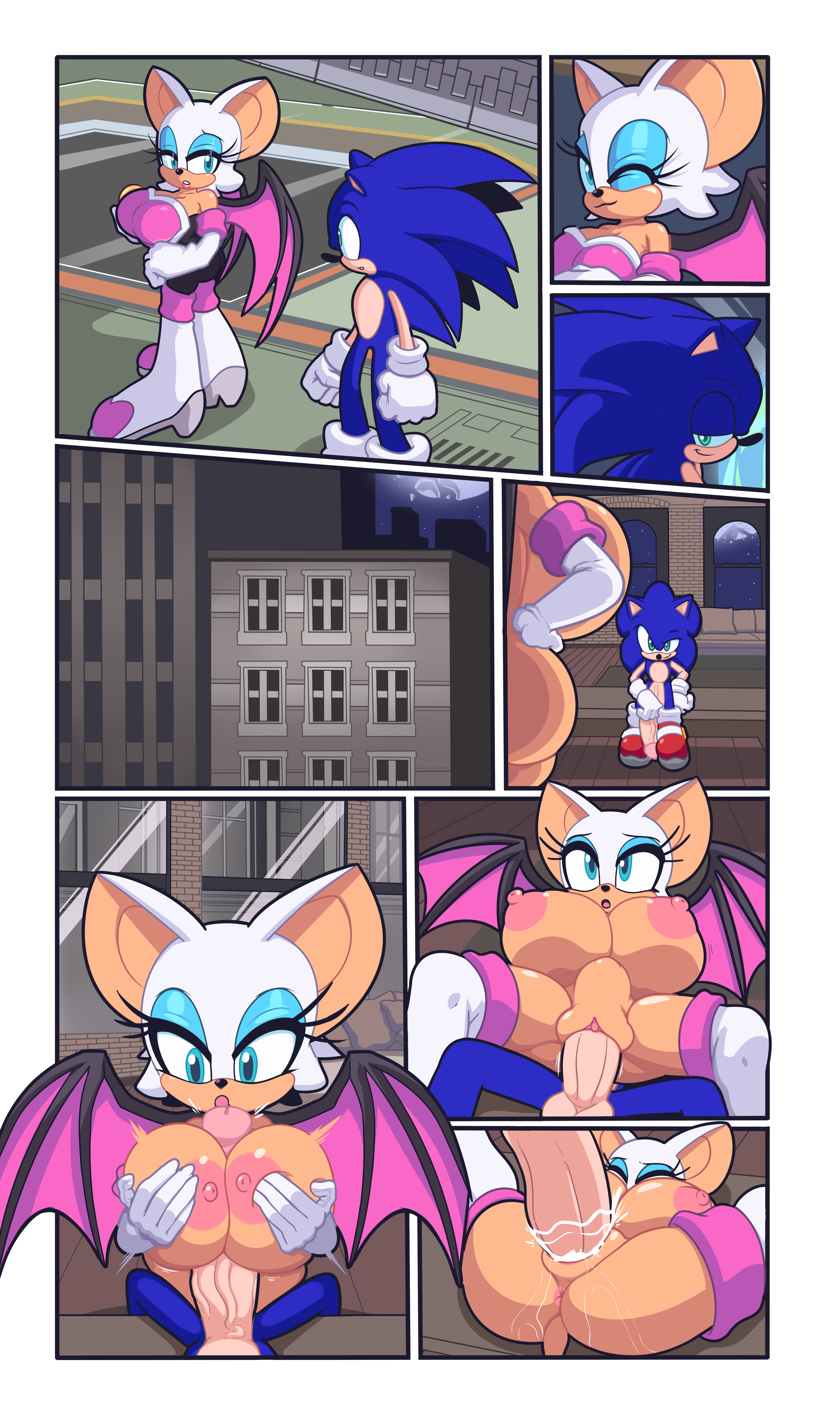 2021, anthro, anus, bat, blue body, blue eyes, breasts, chiropteran, comic, eyelashes, eyeshadow, female, green eyes, hedgehog, large penis, makeup, male, male/female, nipples, paizuri, penis, pussy, rouge the bat, sega, sex, sonic (series), sonic the hedgehog, sonic the hedgehog (series), straight, tan body, titjob, turboranger, vaginal penetration, white hair