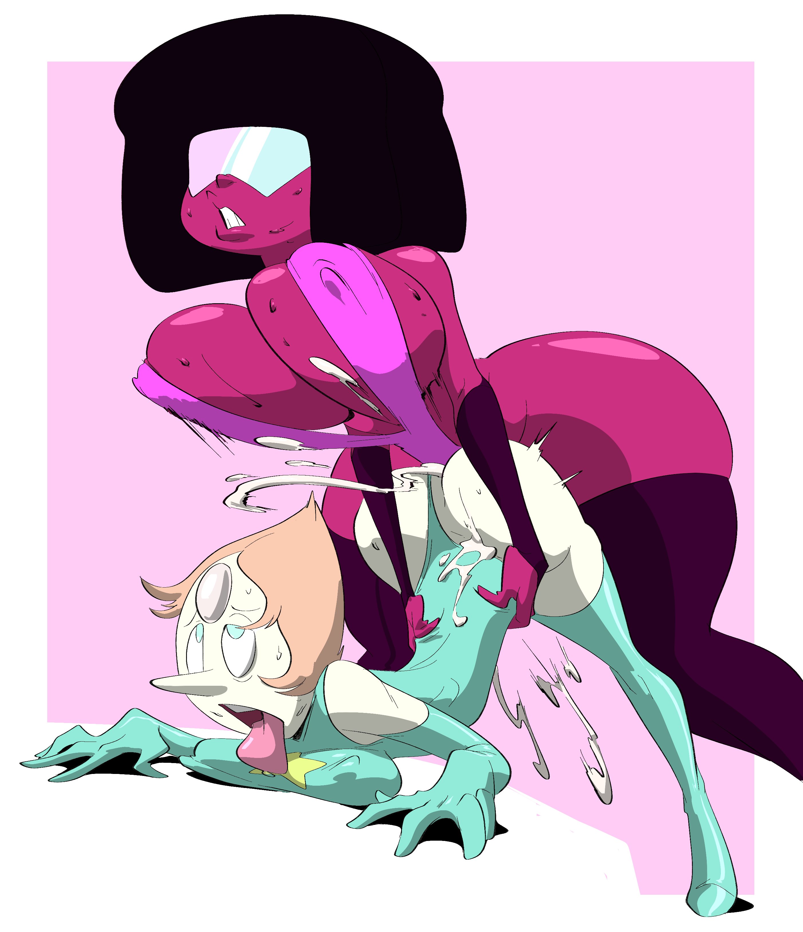 1futa, 1girls, ahe gao, ass, big ass, big breasts, breasts, cartoon network, clenched teeth, clothed, clothed sex, clothing, crystal gem, cum, cum in ass, cum in pussy, cum inside, cumming, curvy, curvy figure, doggy style, duo, female, futa on female, futa with female, futanari, garnet (steven universe), hourglass figure, huge ass, huge breasts, humanoid, implied futa, intersex, larger futa, mostly nude, partially clothed, pearl (steven universe), pussy, rolling eyes, rough sex, sex, size difference, skinny, slb, smaller female, standing, steven universe, thick thighs, tongue, tongue out, top-down bottom-up, wide hips