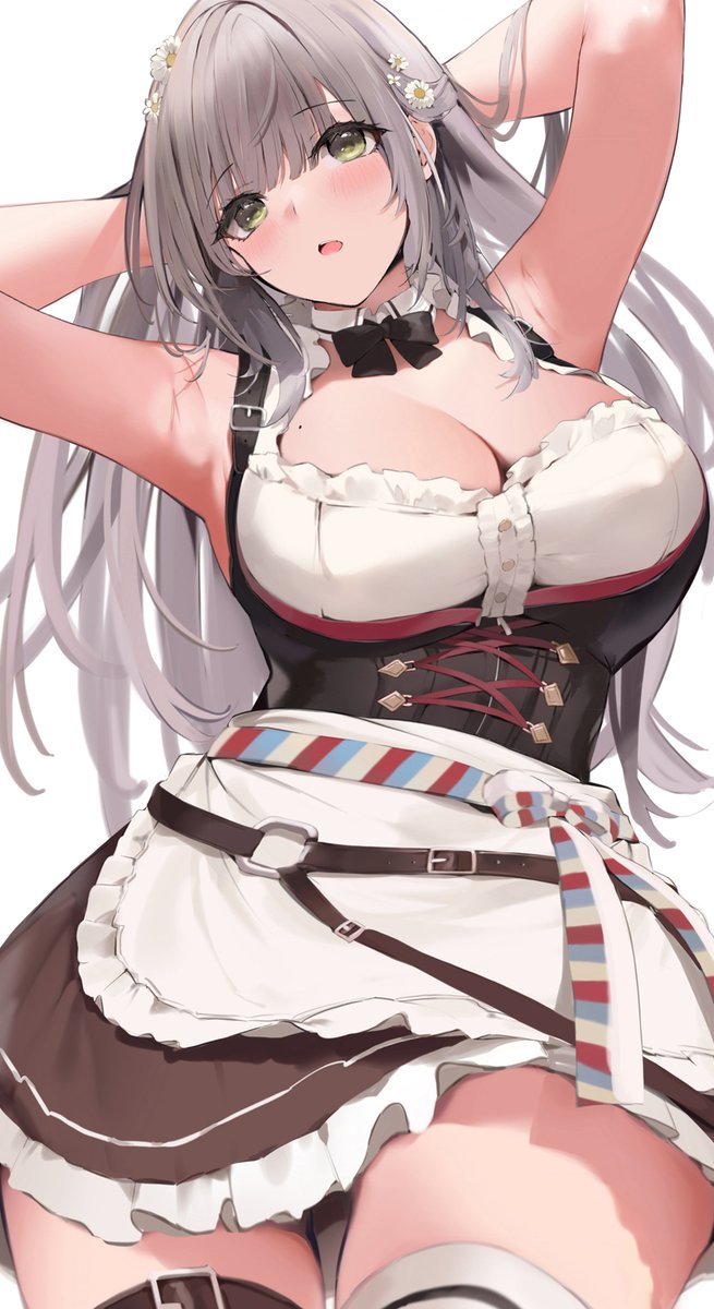 1girls, big breasts, breasts, cleavage, dress, female, green eyes, hololive, hololive fantasy, hololive japan, light skin, light-skinned female, long hair, niii (memstapak), niiisan617, shirogane noel, silver hair, thick thighs, thighhighs, thighs, virtual youtuber