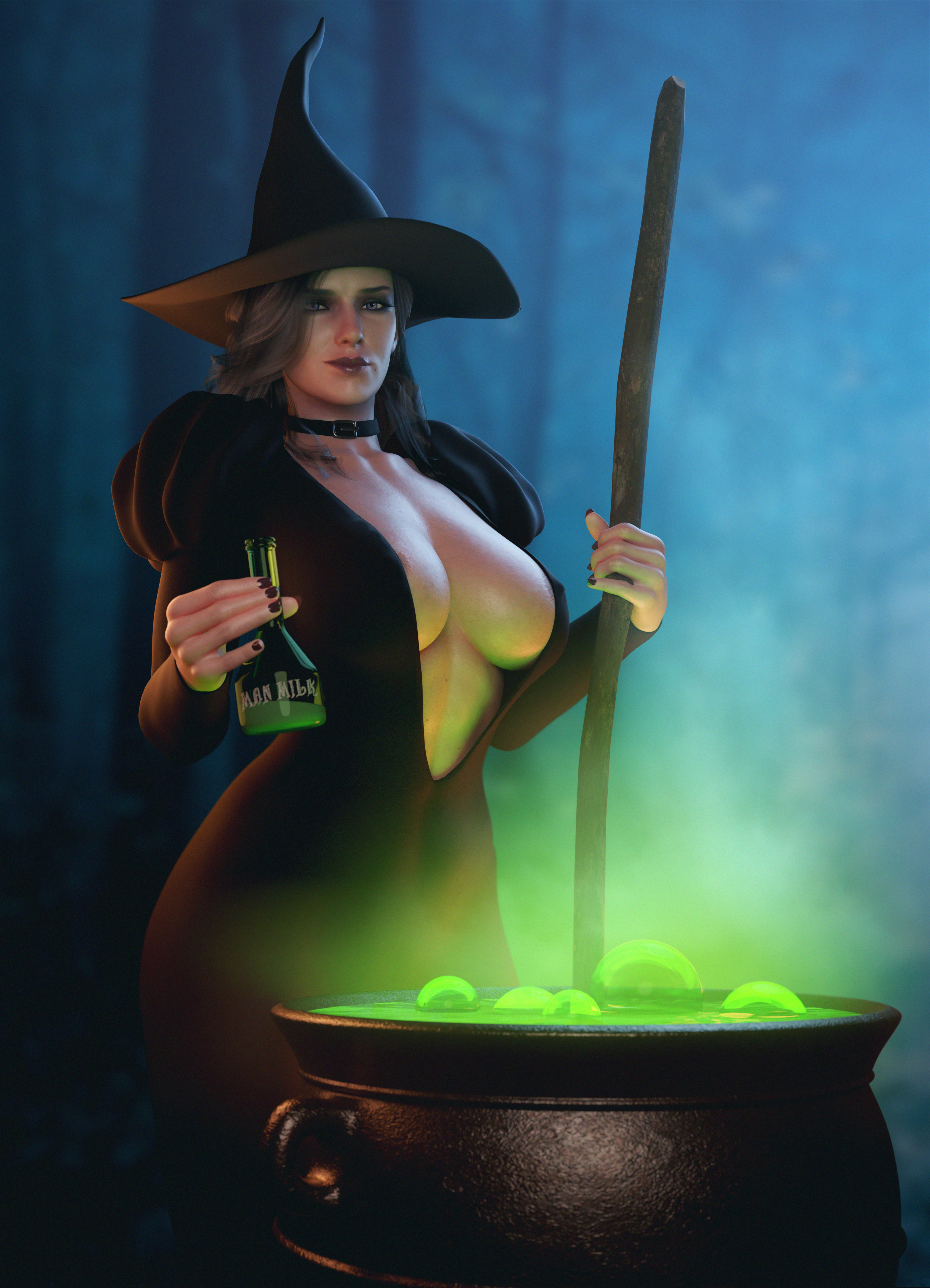 1girls, 3d, batesz, big breasts, black hair, blender, breasts, cd projekt red, cleavage, female, female only, large breasts, looking at viewer, solo, sorceress, the witcher, the witcher (series), violet eyes, witch, yennefer