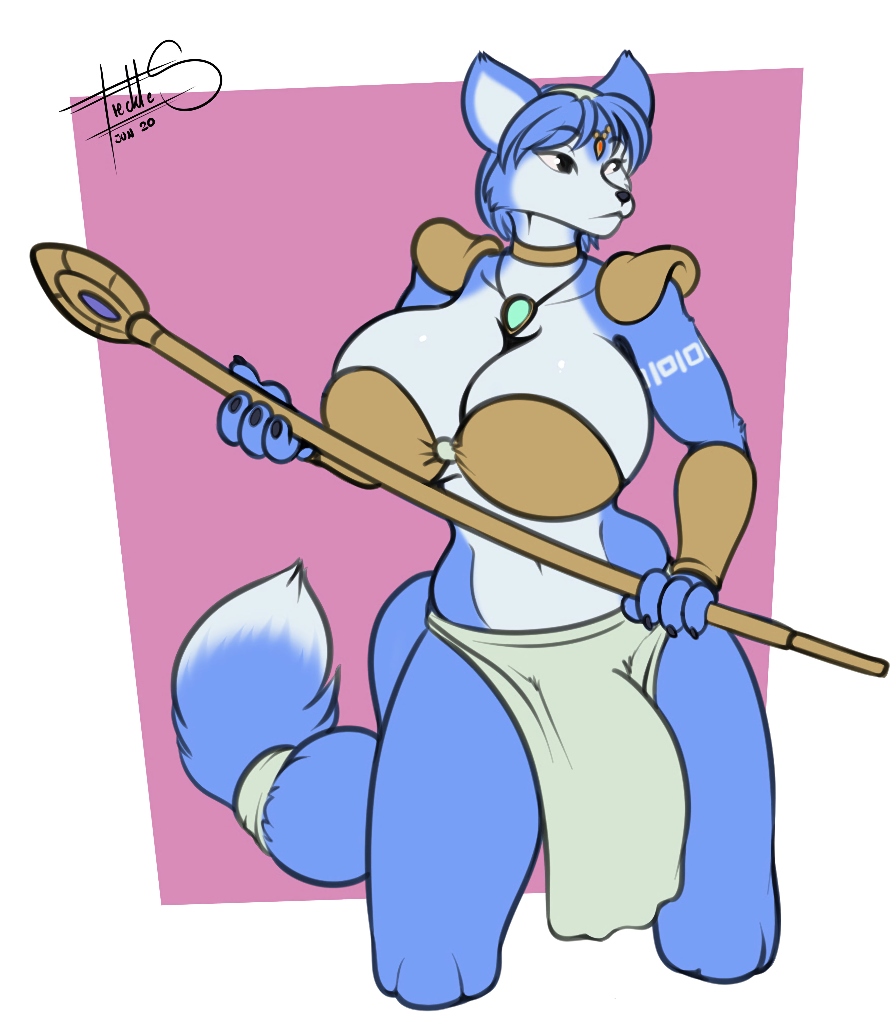 1futa, 2020, 20s, absurd res, absurdres, anthro, anthro only, big breasts, big penis, bra, breasts, bulge, dickgirl, freckles (artist), furry, furry only, futa only, futanari, huge breasts, intersex, jewelry, krystal, necklace, nintendo, penis, solo, solo futa, star fox