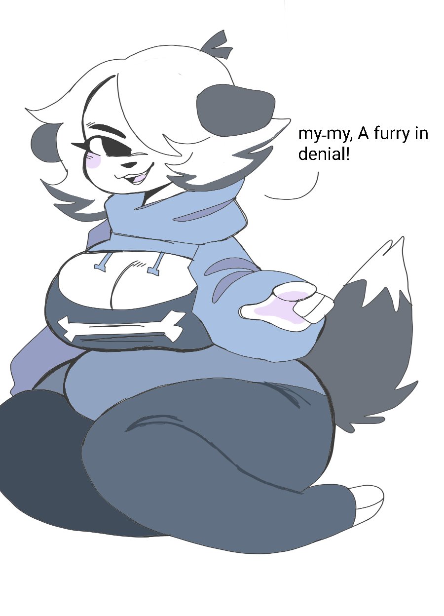 big_breasts canid canine canis clothed clothing dialogue english_text female fur furry furry_only pepper_(puppychan) puppychan tagme tagme_(character) tail text