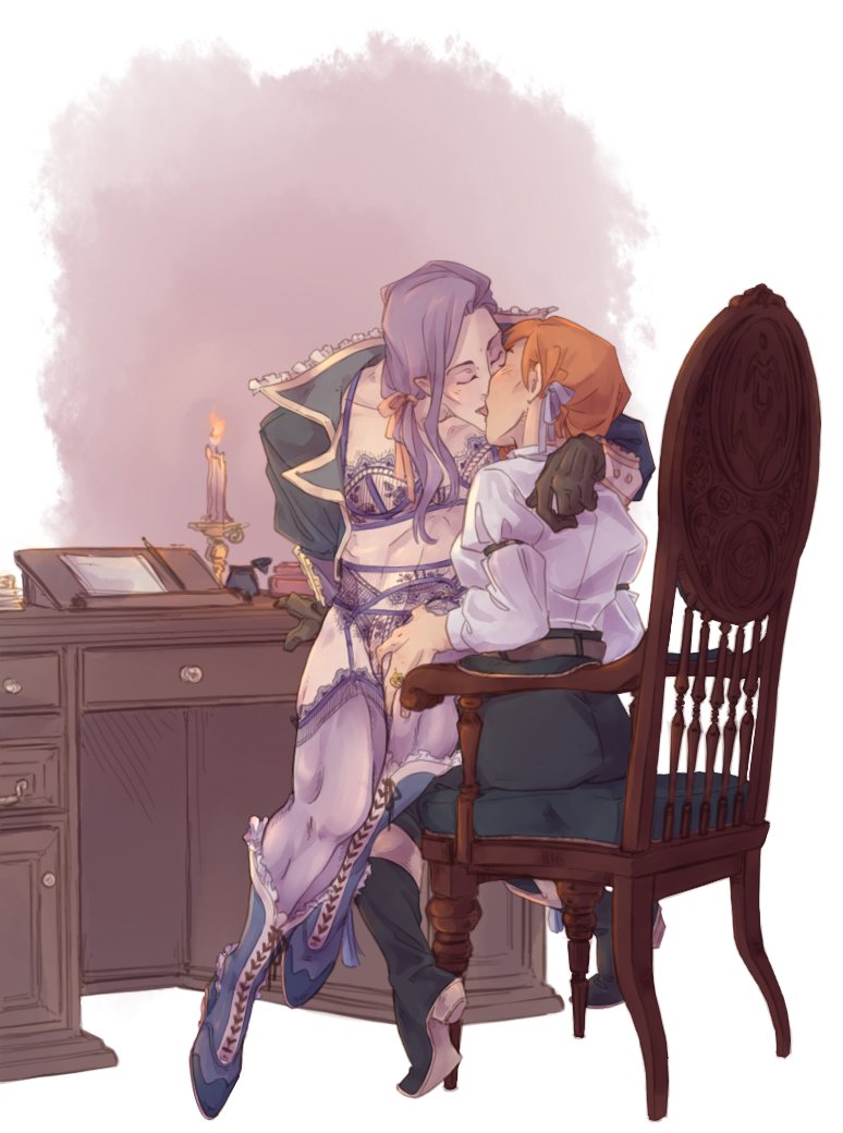 fire_emblem fire_emblem:_three_houses holding_penis hornktyhours kissing leonie_pinelli lingerie long_hair lorenz_hellman_gloucester nintendo orange_hair partially_clothed purple_hair sitting_on_lap