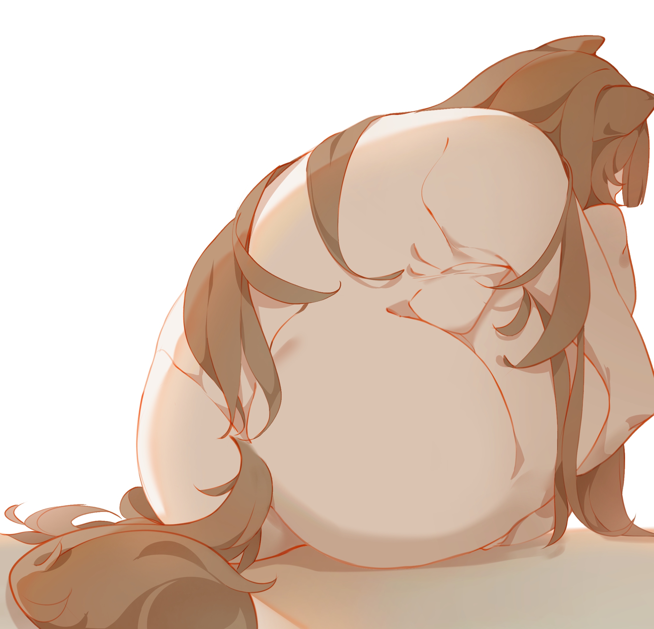 2020, animal ears, animal tail, ass, ass focus, big ass, breasts, brown hair, female, female only, hands under legs, leg hug, long hair, medium breasts, raphtalia, rizuto, sitting, solo female, tagme, tail, tate no yuusha no nariagari, thighs, very long hair, white background