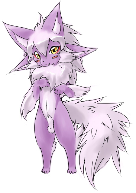 blush blush_stickers fen fenrir_(final_fantasy) final_fantasy final_fantasy_xi frown furry male penis purple_fur sheathed_penis solo yellow_eyes