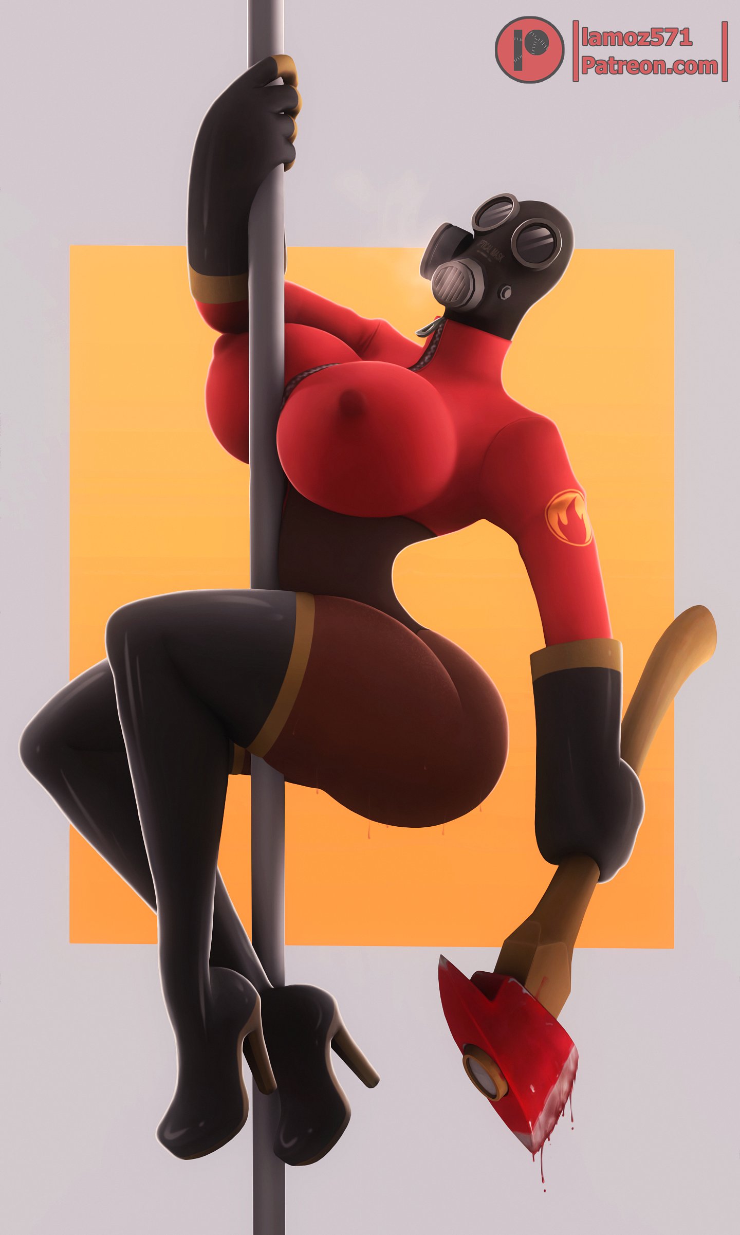 1girls 3d areolae breasts female female_only fempyro high_heel_boots high_heels huge_breasts lamoz571 nipples pyro pyro_(team_fortress_2) rule_63 team_fortress_2