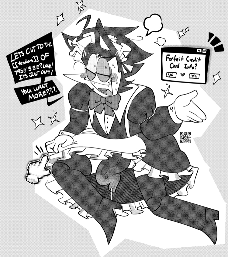 1boy, deltarune, deltarune chapter 2, femboy, high heels, its the big shot himself spamton g spamton, maid, maid uniform, male, penis, spamton g spamton, tentacle, tentacle penis, undertale (series)