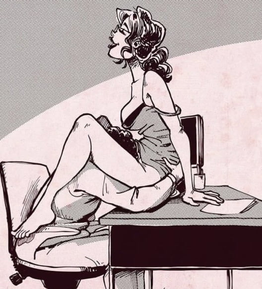 black_and_white_drawing closed_eyes clothed_male cunnilingus feet gentle_femdom glasses legs_spread licking_pussy looking_pleasured office office_lady open_legs open_mouth pleasure_face stealth_cunnilingus