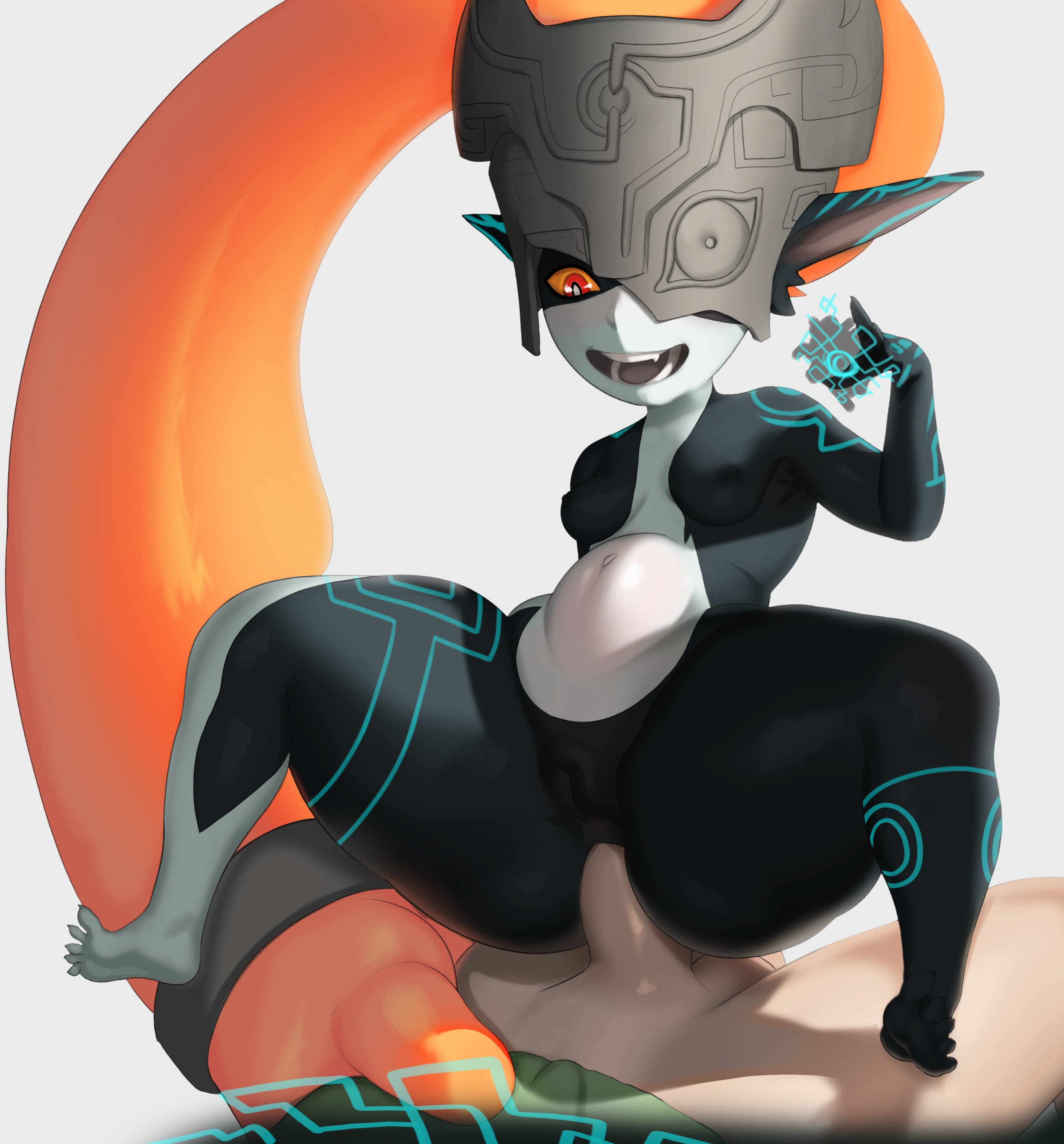 1boy, 1girls, anal, anal sex, anus, areolae, ass, black nipples, black pussy, breasts, cowgirl position, dubious consent, erection, female, femdom, imp midna, innie pussy, male, midna, nipples, nude, partial male, peach pussy, penetration, penis, popogori, pussy, sex, small breasts, spread legs, stomach bulge, straight, the legend of zelda, thick thighs, twili, twilight princess, wide hips