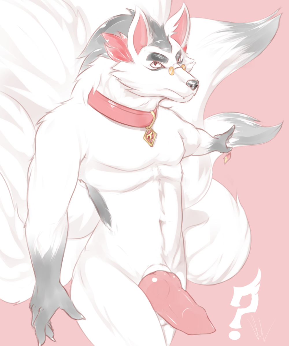 anthro anthrofied bara barazoku fox furry_only glasses kitsune male_only mystery mystery_(mystery_skulls) mystery_skulls penis penis_out