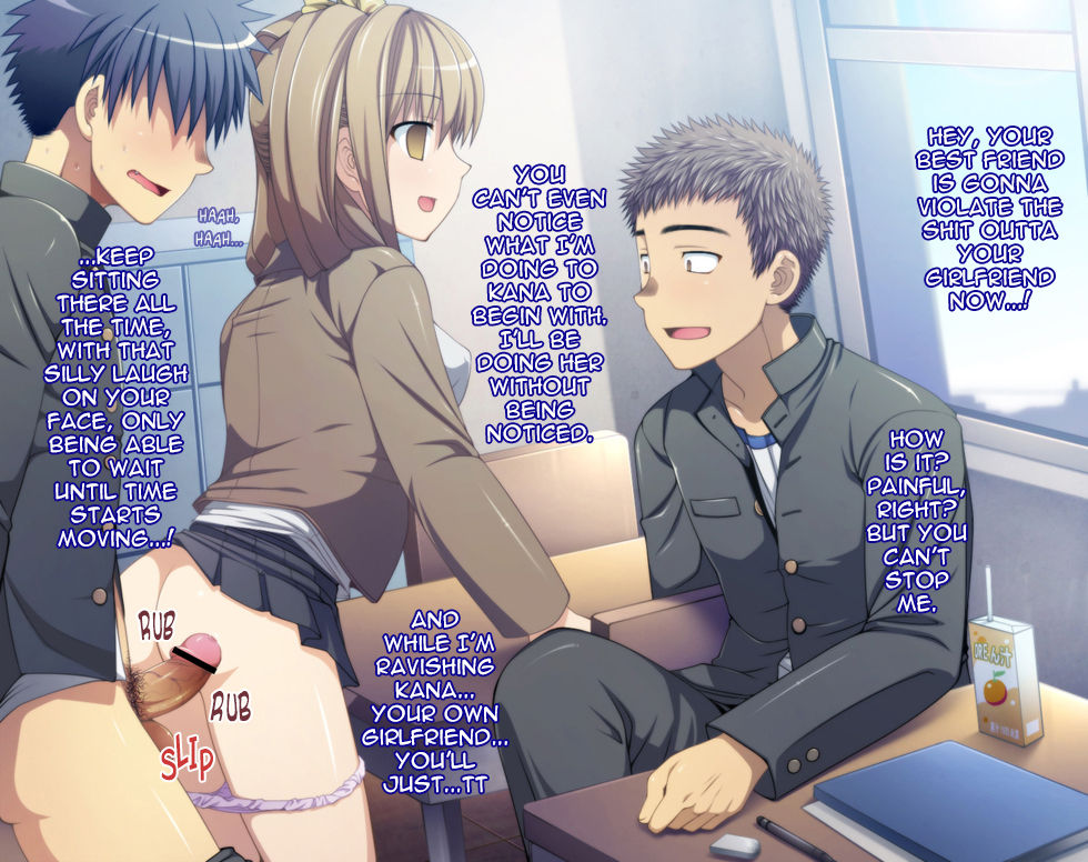 1girls 2boys clothed clothing duo english_text female fully_clothed futase_hikaru hard_translated human imminent_rape imminent_sex juice_box light-skinned_female light-skinned_male light_skin male pale_skin panties panties_around_leg panty_pull rape school_uniform schoolboy schoolgirl text time_stop translated