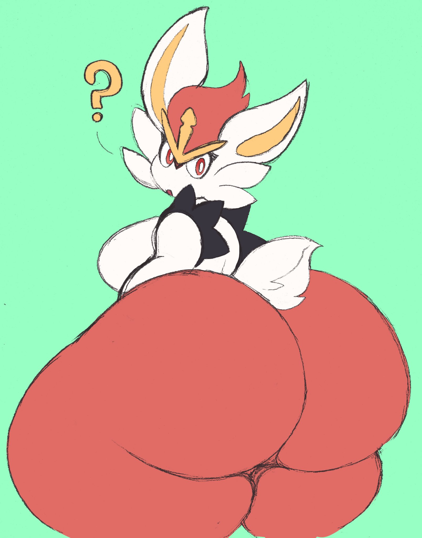 ?, 1girls, anthro, ass, atsuinekowo, big ass, big breasts, big butt, breasts, bubble ass, bubble butt, cinderace, curvy, fat ass, female, female cinderace, female pokemon, furry, gigantic ass, gigantic butt, green background, hi res, huge ass, huge butt, huge thighs, hyper, hyper ass, hyper butt, lagomorph, large ass, large butt, leporid, looking at viewer, mammal, massive ass, massive butt, nintendo, pokémon (species), pokemon, pokemon (species), pokemon ss, question mark, rear view, simple background, solo, thick thighs, video games
