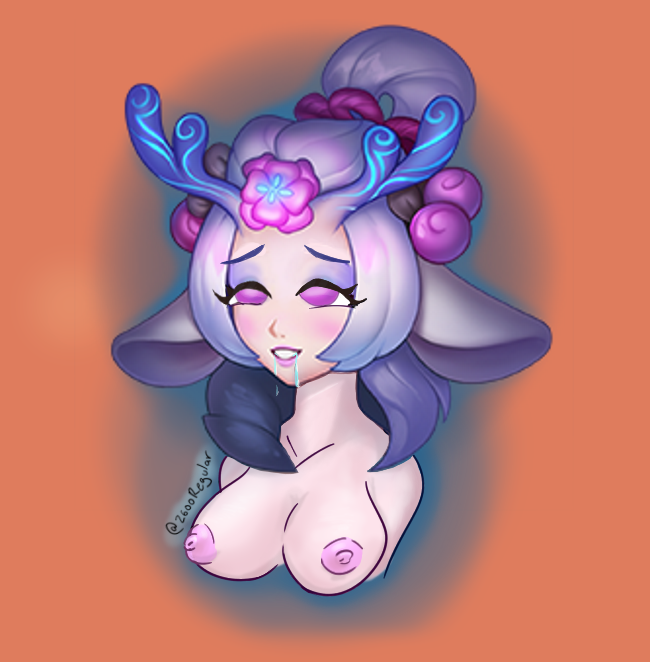 deer_girl league_of_legends lillia_(league_of_legends) lol_emotes medium_breasts saliva spirit_blossom_lillia spirit_blossom_series usuarioregular2600