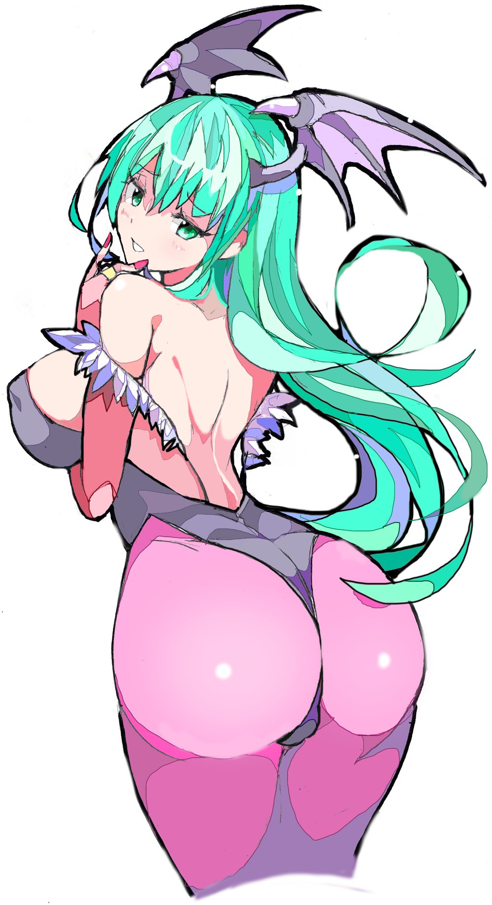 ass clothed clothing darkstalkers enpe female medium_breasts morrigan_aensland sideboob solo succubus tagme white_background