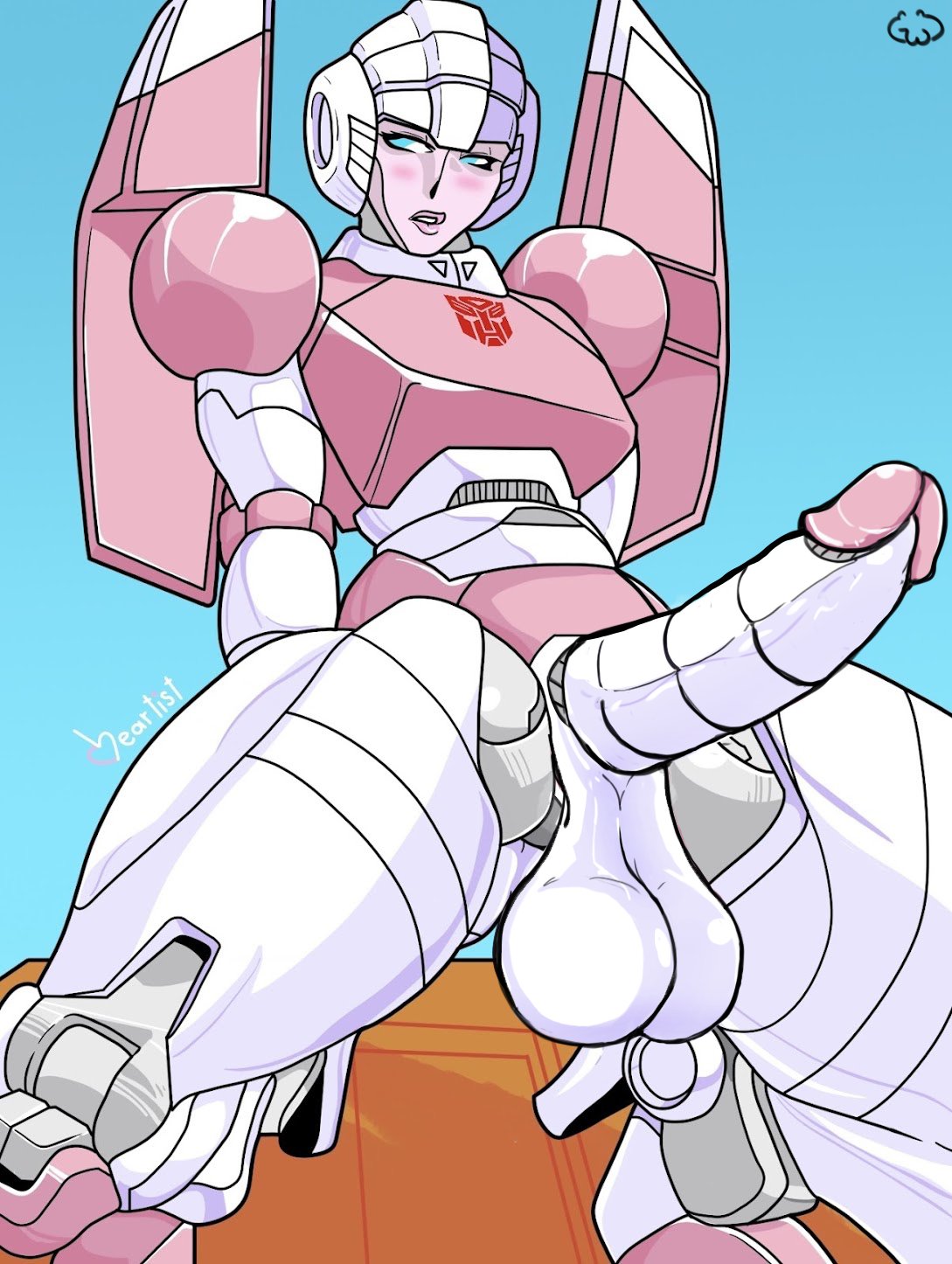 1futa arcee autobot balls big_balls big_penis blush breasts edit erection futa_only futanari goofywerm heartist high_heels humanoid humanoid_penis nude penis robot robot_girl solo spread_legs standing third-party_edit transformers transformers_g1