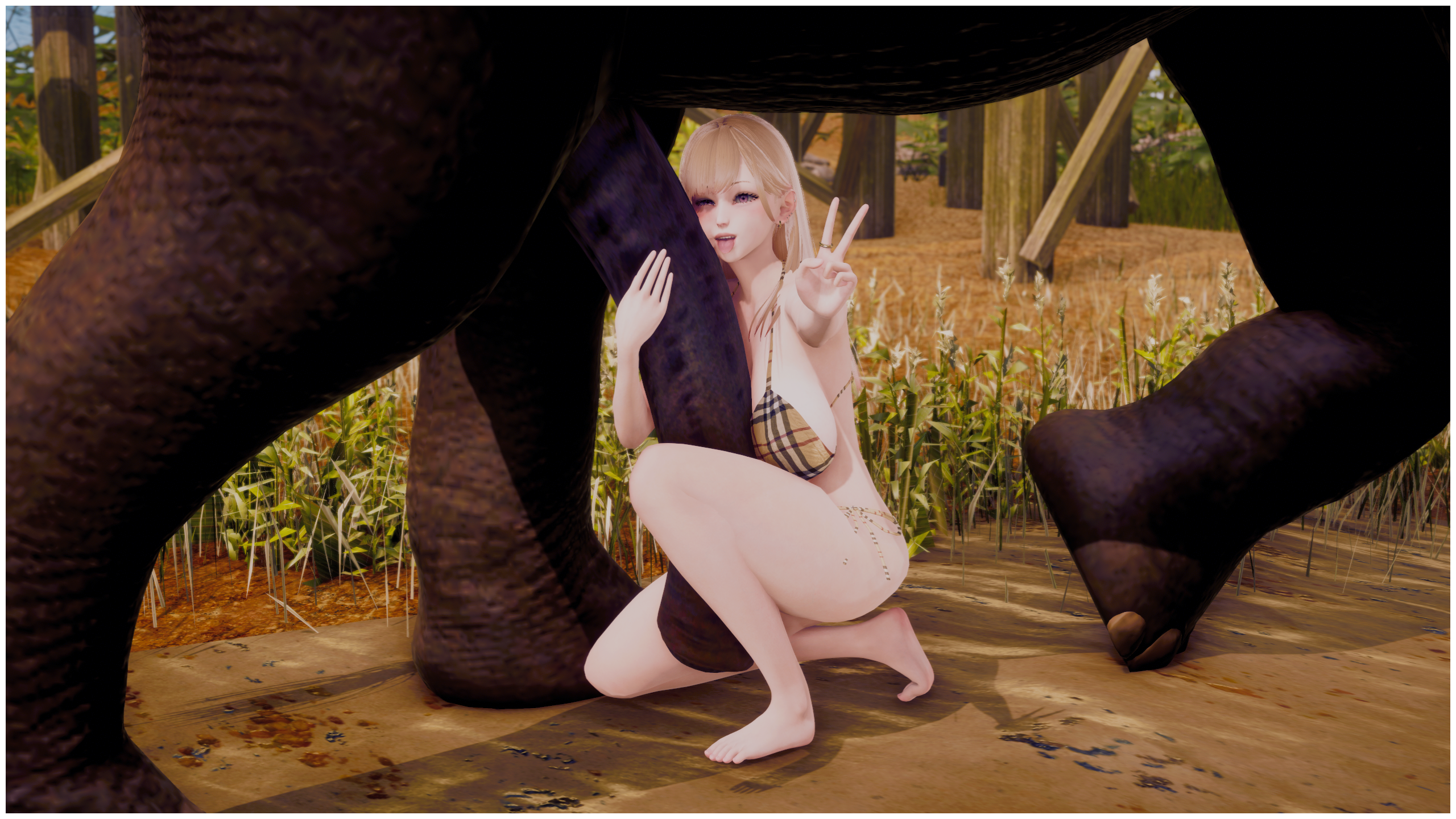 1animal, 3d, animal genitalia, big penis, bikini, blonde female, blonde hair, bodyjob, breasts, elephant, elephant penis, female, honey select 2, huge cock, kitagawa marin, light skin, light-skinned female, male, my dress up darling, penis, red eyes, sono bisque doll wa koi wo suru, summer, swimsuit, viktorkrev, zoophilia