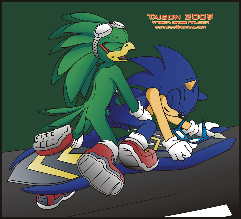 anal anthro avian blue_fur furry gay gree hedgehog hover_board hoverboard interspecies jet_the_hawk male_only mammal sex sonic_(series) sonic_free_riders sonic_riders sonic_the_hedgehog taison