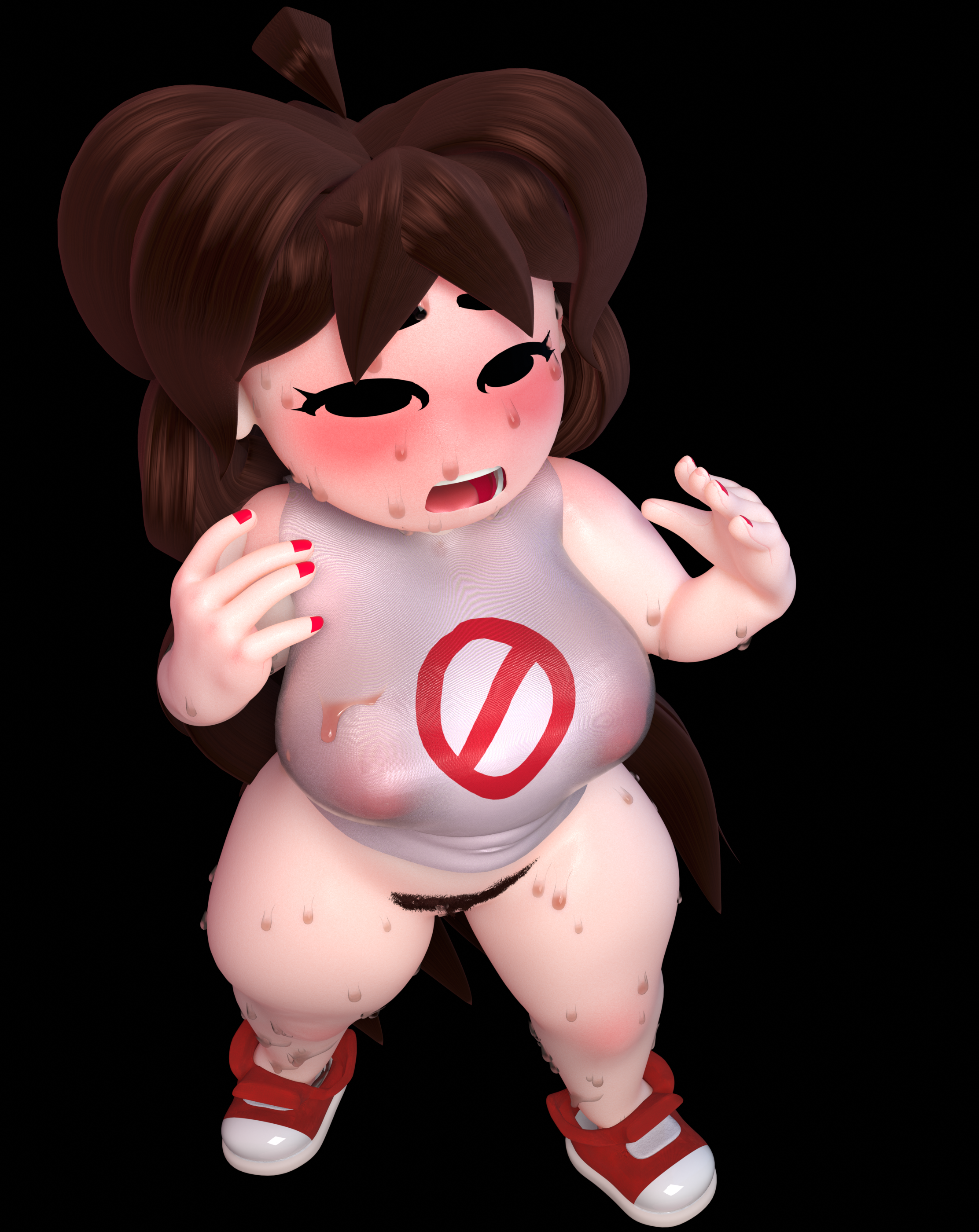 1girls, 3d, 3d (artwork), blender, blush, bottomless, breasts, brown hair, brunette hair, dewmel, fanning self, female, female only, flustered, friday night funkin, full body, girlfriend (friday night funkin), hairy pussy, horny, horny female, long hair, nipples, pantsless, pubic hair, pussy, red nails, see-through, see-through clothing, self upload, shoes, solo, solo female, sweat, sweating, sweaty, t-shirt, tagme, wearing others clothes, wearing partner's clothes, wet clothes