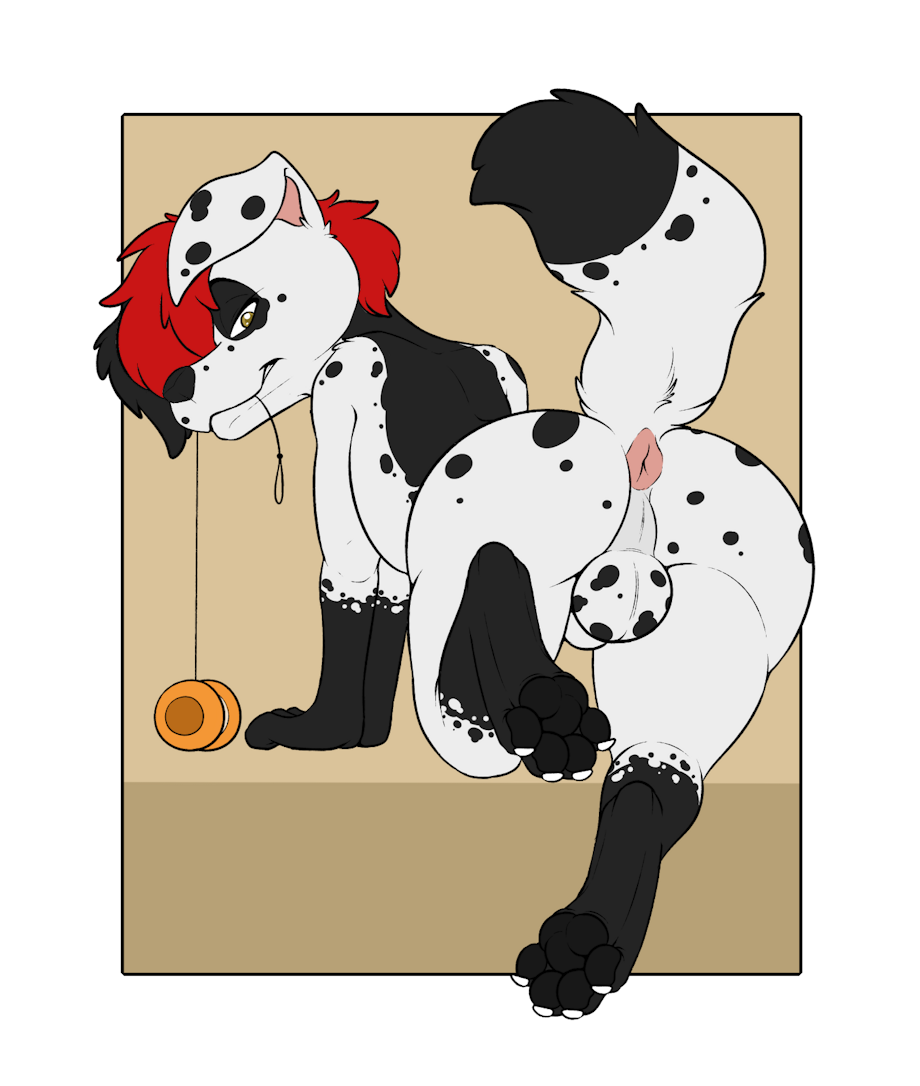 1boy animal_anus animal_genitals anthro anthro_focus anthro_male anthro_only anthro_solo anus ass ass_focus asshole back_view backsack balls behind_view black_body black_fur black_pawpads black_spots blair_(marrionette) canid canine canine_anus canine_genitals canis claws commission commission_art cub dalmatian digital_drawing_(artwork) digital_media_(artwork) domestic_dog feet fluffy_hair fluffy_tail genitals hair hair_over_eye hair_over_one_eye hands hi_res high_resolution highres hind_legs hindlegs hindpaw looking_at_viewer looking_back looking_back_at_viewer male male_anthro male_canine male_cub male_dog male_focus male_only original original_character pawpads paws pink_anus psy101 raised_tail rear rear_view red_hair simple_background solo solo_anthro solo_focus solo_male spots spotted_body spotted_fur tail tail_raised tailhole toe_claws toes viewed_from_behind white_body white_fur yellow_eyes young younger_male yoyo