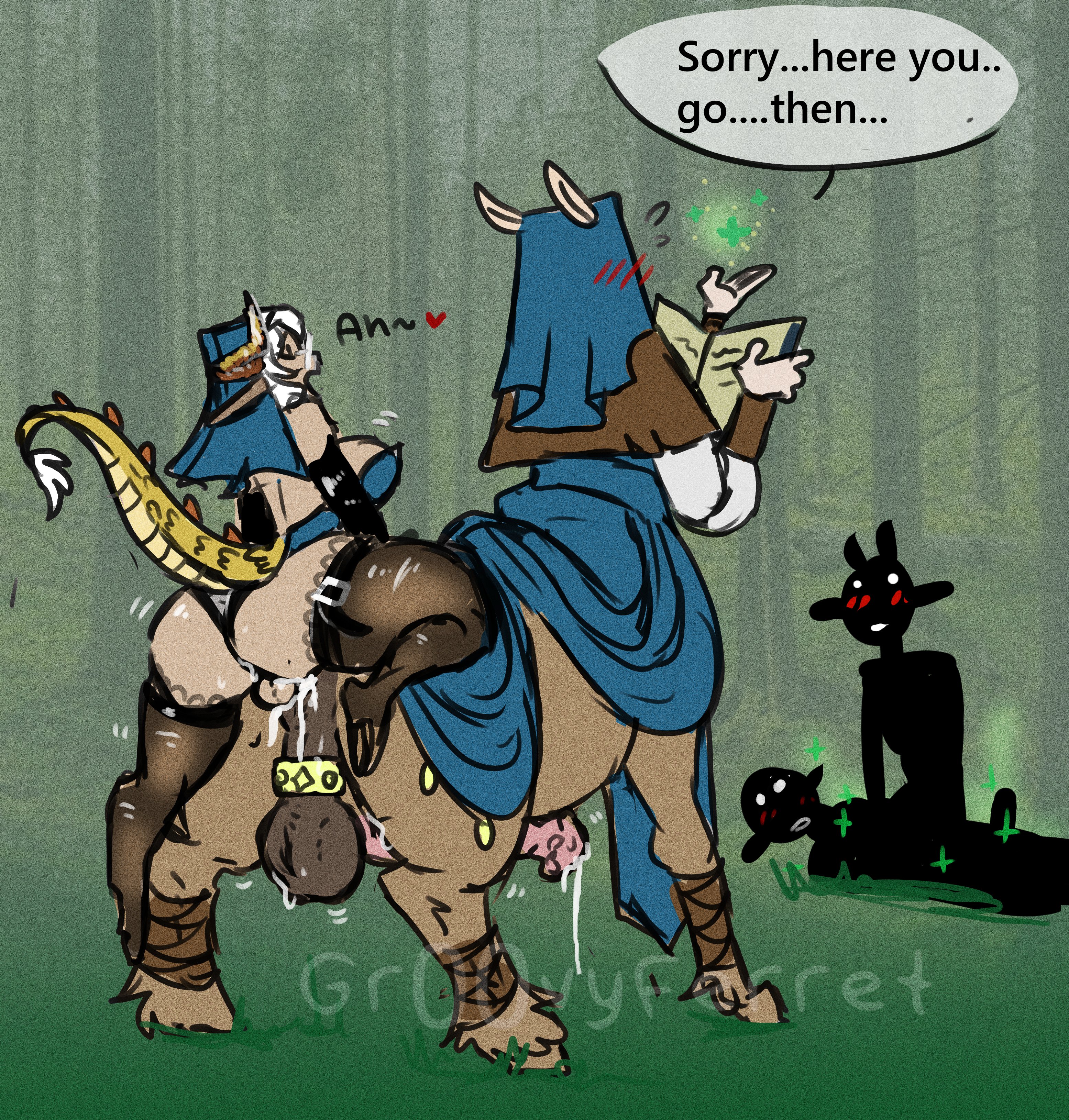 2futas, anal sex, animal genitalia on humanoid, balls, balls stretcher, blonde hair, bottomless, centaur, centaur cleric, cleric, clothed, clothing, cock ring, dickgirl, dragon girl, female, futa on centaur, futa on futa, futa only, futa sans pussy, futanari, futataur, gr00vyferret, healer, healing, healslut, horsecock, horsecock futa, horsecock on humanoid, humanoid, hung bottom, intersex, light skin, light-skinned futa, long hair, monster girl, nun, nun's habit, partially clothed, penis, solo, taur, thighhighs