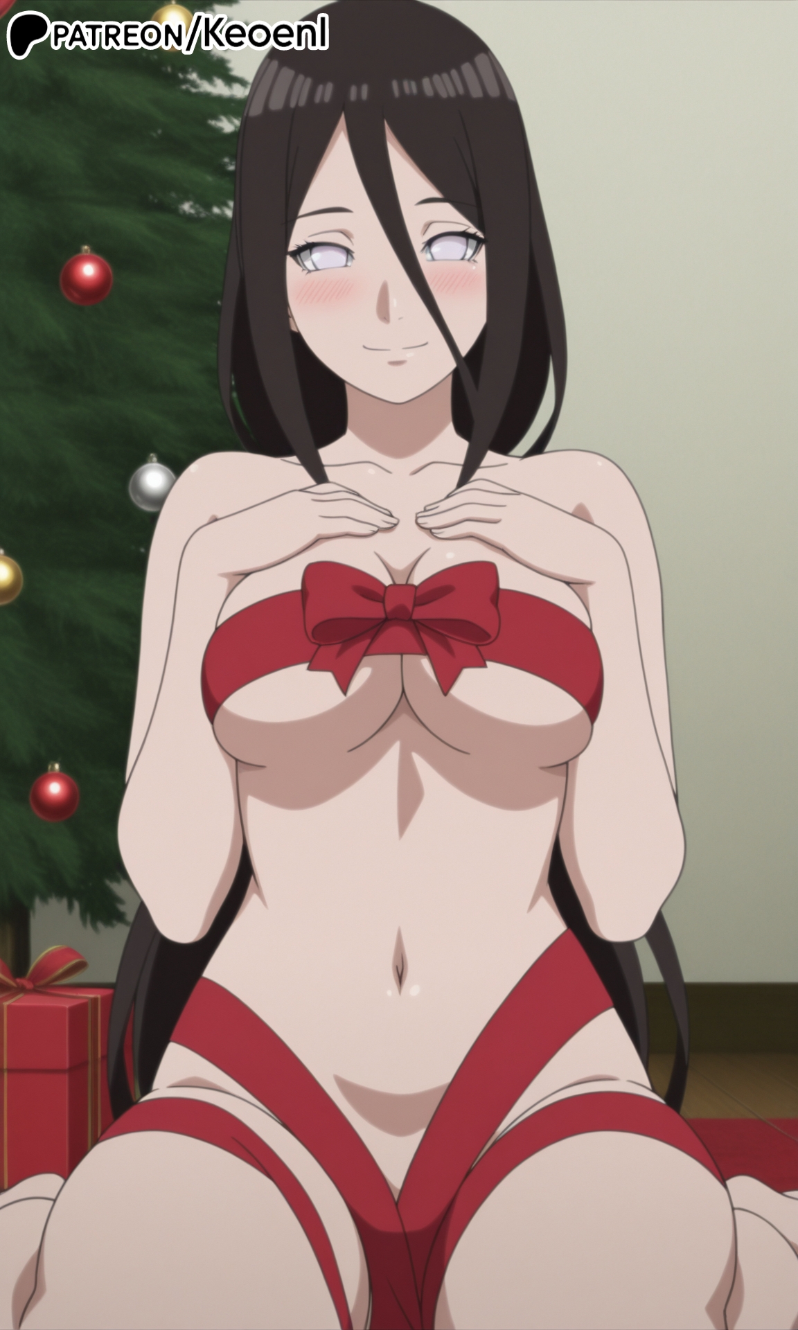 1girls, ai generated, big breasts, blush, boruto: naruto next generations, breasts, brown hair, christmas, christmas outfit, christmas tree, closed mouth, completely nude, covered nipples, curvaceous, curvy, curvy body, curvy female, curvy figure, exhibitionism, female, female only, hands on breasts, happy, hi res, hourglass figure, human gift, hyuuga hanabi, indoors, inviting, inviting to sex, keoenl, legs together, light skin, light-skinned female, long hair, naked, naruto, naruto (series), no bra, no panties, nude, nudity, pale skin, pale-skinned female, park, patreon, patreon username, ribbon, ribbon bondage, sexy, sitting, solo, solo female, solo focus, thick thighs, tied up, uncensored, violet eyes, wide hips, wrapped