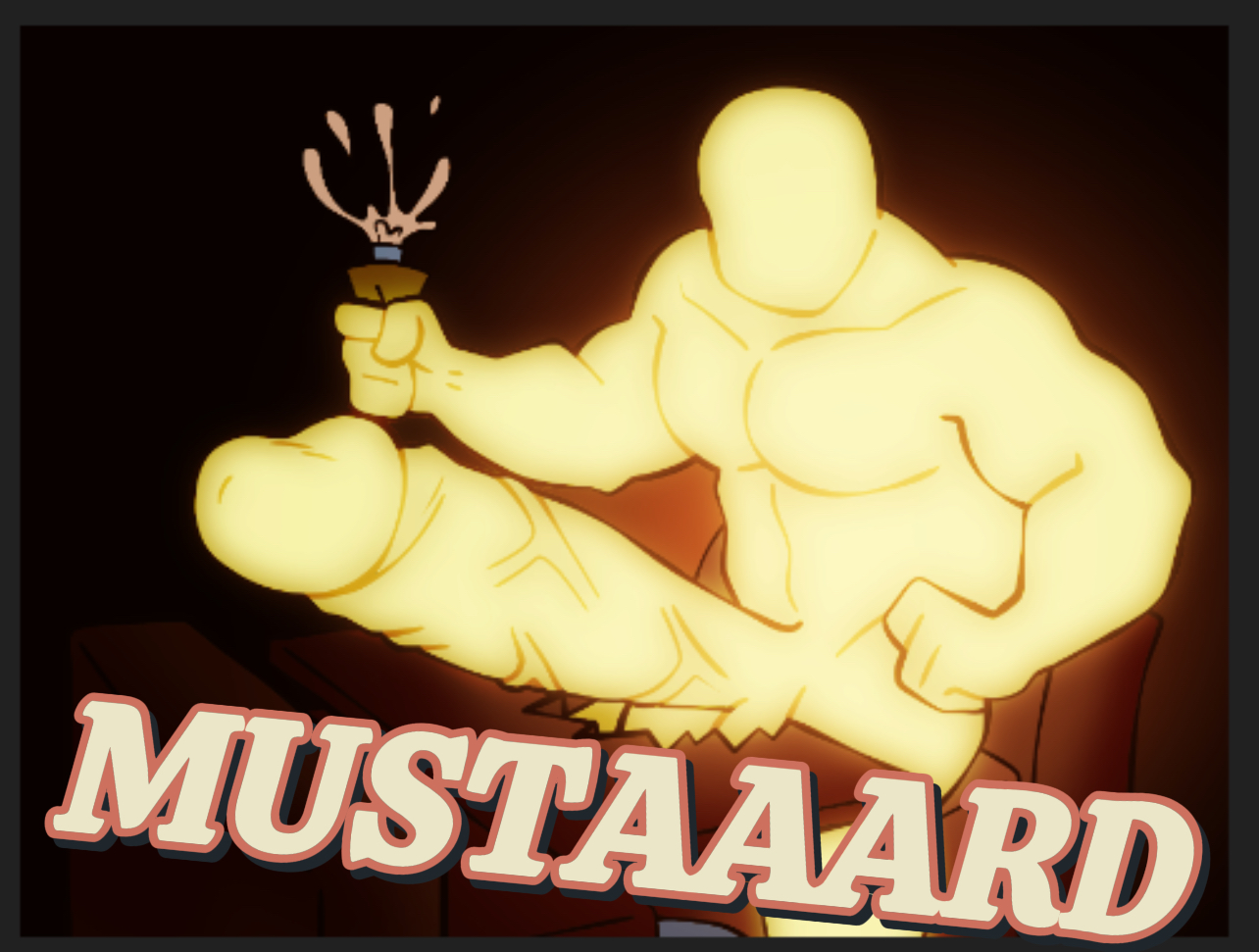 huge penis, male, muscular, mustard, no face, penis, squeezing bottle, tagme, unknown artist, veiny penis, yellow skin