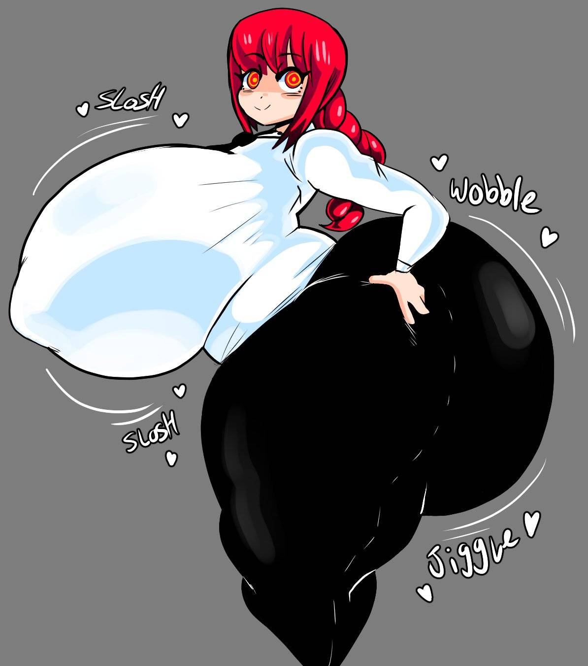 1girls, ass, breasts, chainsaw man, dorky (artist), female, huge ass, huge breasts, hyper ass, jiggling ass, jiggling breasts, looking at viewer, makima (chainsaw man), red hair, tagme