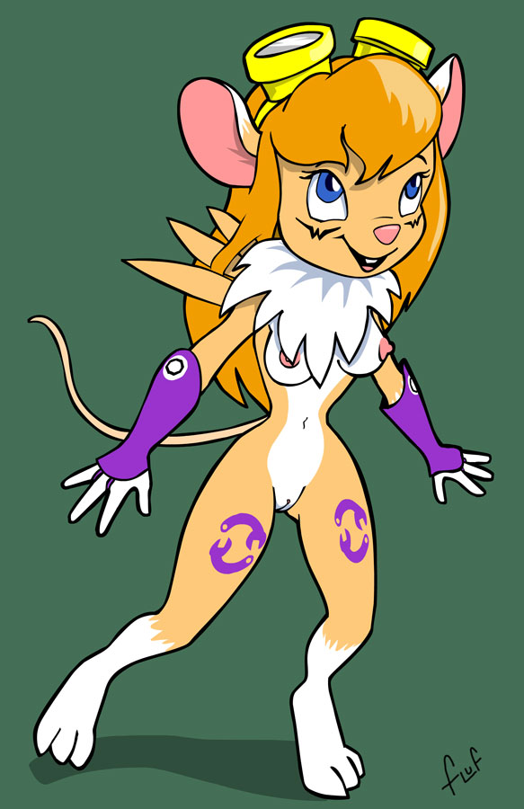 1girls anthro breasts chip_'n_dale_rescue_rangers cosplay digimon digimon_(cosplay) disney female female_only fluf full_body gadget_hackwrench mostly_nude mouse nipples renamon renamon_(cosplay) solo standing tagme toony what