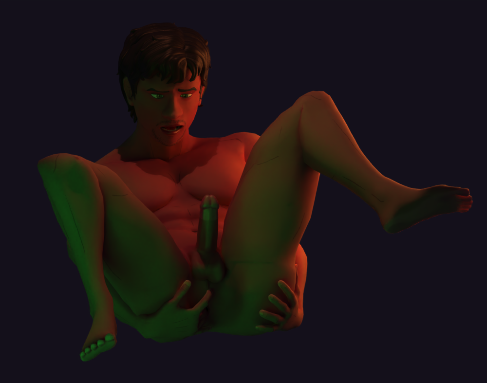 3d 3d_(artwork) 3d_model 3d_render blender blender3d blender_(artwork) blender_(software) brown_hair erection fingering fingering_anus fingering_ass fingering_own_ass fingering_self grabbing_ass grabbing_own_ass green_eyes laying_on_back low_light male male_focus male_only male_penetrated mouth_agape oc open_mouth original_character segapop551 solo solo_male tan_skin tan_skinned_male vernon_ward