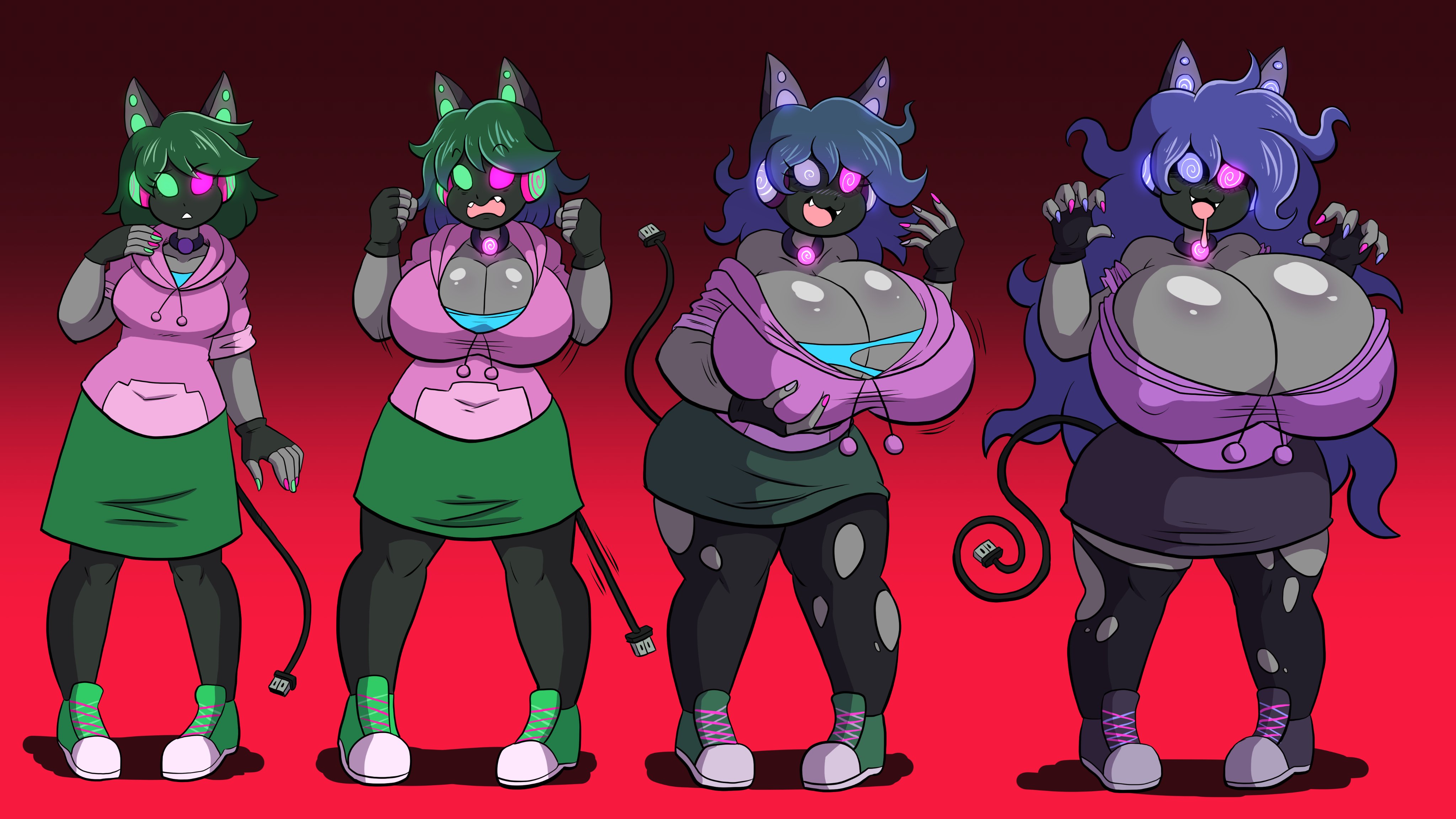 ass, ass expansion, bimbo, bimbofication, breast expansion, breast growth, breast growth (enlargement), breasts, female, hex maniac, hexification, huge breasts, hypnosis, identity death, large ass, pokemon, possession, prinnydood, purple skin, thick thighs, transformation, transformation sequence, wide hips