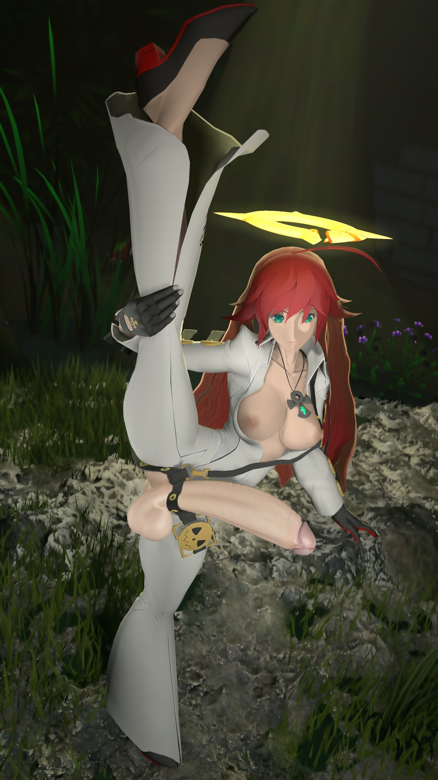 1futa, 3d, areolae, balls, breasts, erection, futa only, futanari, guilty gear, huge cock, intersex, jack-o' valentine, nipples, penis, solo, spread legs, stalkek, testicles