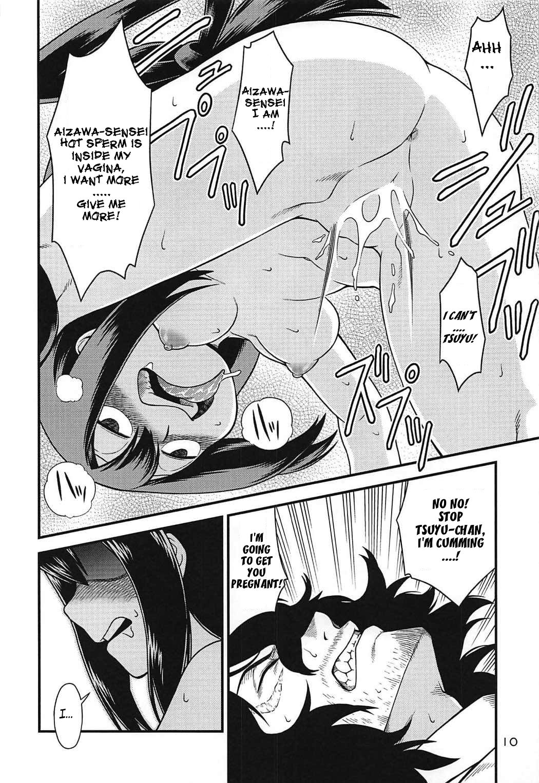 1boy, 1girls, age difference, anus, ass, big breasts, big nipples, black and white, blush, bottomless, breasts, breasts out, censored, clenched teeth, closed eyes, comic, cumming, doujinshi, drool, drooling, english, english text, exposed breasts, facial hair, female, female on top, female penetrated, femdom, forced, human, impregnation risk, looking pleasured, male, male penetrating, male/female, manga, mature male, medium breasts, my hero academia, naked, nipples, no bra, no panties, nude, nude female, oda haiji, older male, on back, on top, oppai, page 10, page number, penis, perky breasts, pleasure face, pussy, pussy juice, rape, reverse rape, right to left, sex, shouta aizawa, size difference, speech bubble, straight, student, teacher, teacher and student, teenage girl, teenager, text, tongue, tongue out, topless, tsuyu asui, vagina, vaginal insertion, vaginal penetration, vaginal sex, young, younger female