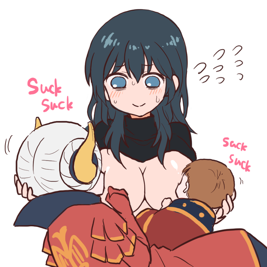 age_play ageplay baby big_breasts blush_lines breast_feeding breast_sucking breastfeeding breasts breasts_out byleth_(fire_emblem) byleth_(fire_emblem)_(female) clothing cute cute_male double_breast_sucking edelgard_von_hresvelg embarrassed embarrassed_female family fire_emblem fire_emblem:_three_houses huge_breasts lactation large_breasts mother_and_daughter nagasawa_(tthnhk) nintendo post-timeskip sound_effects sweat sweatdrop sweating sweaty sweaty_face teal_hair wholesome wife_and_wife yuri