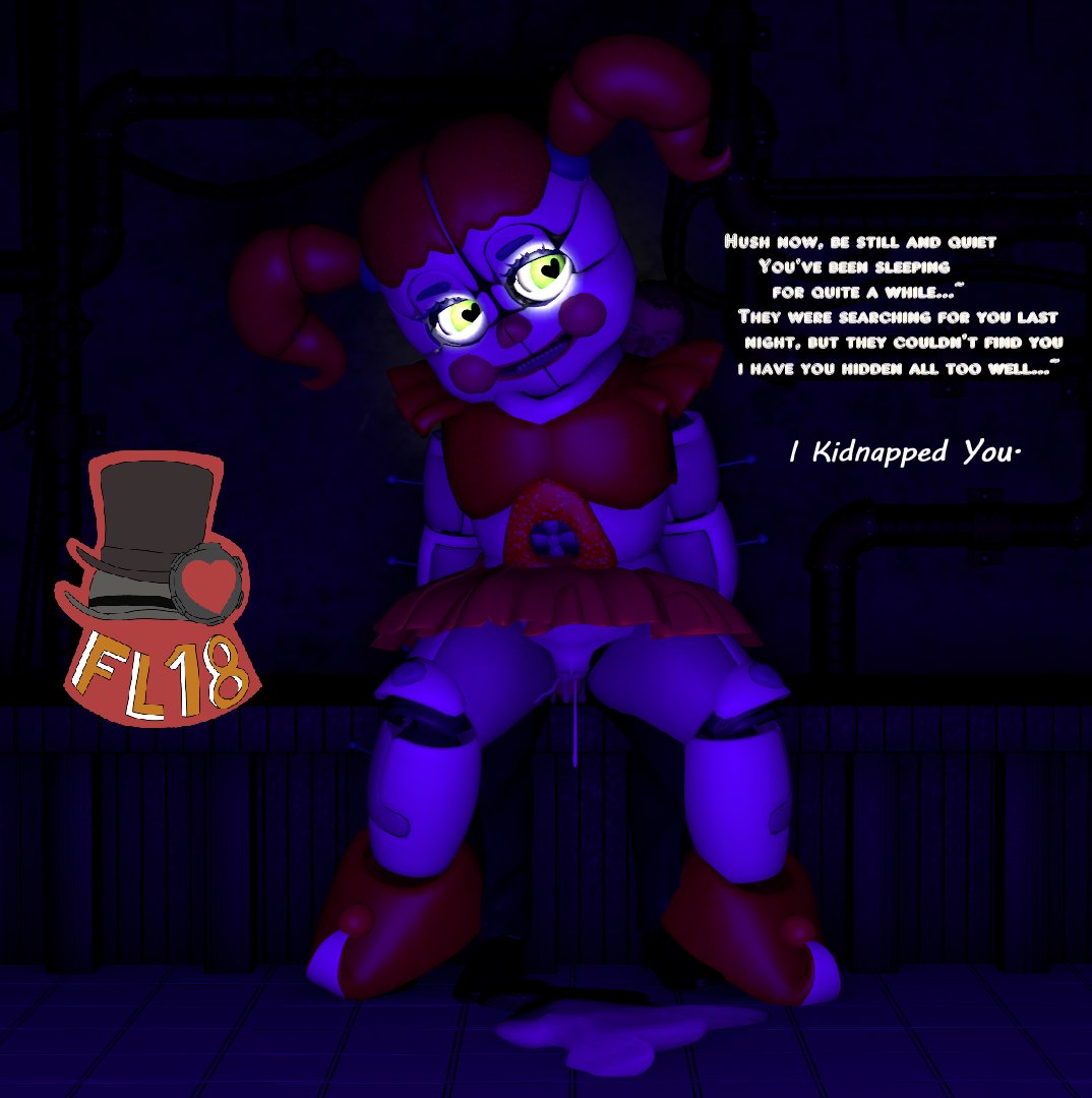 1boy, 1girls, 3d, animatronic, baby (fnafsl), canon appearance, circus baby, circus baby (fnaf), circus baby (original), cum in pussy, cum leaking out of pussy, female, five nights at freddy's, five nights at freddy's: sister location, full color, green eyes, heart eyes, nightguard, penis, penis in pussy, pussy, red hair, solo, solo female, text, upskirt, white skin