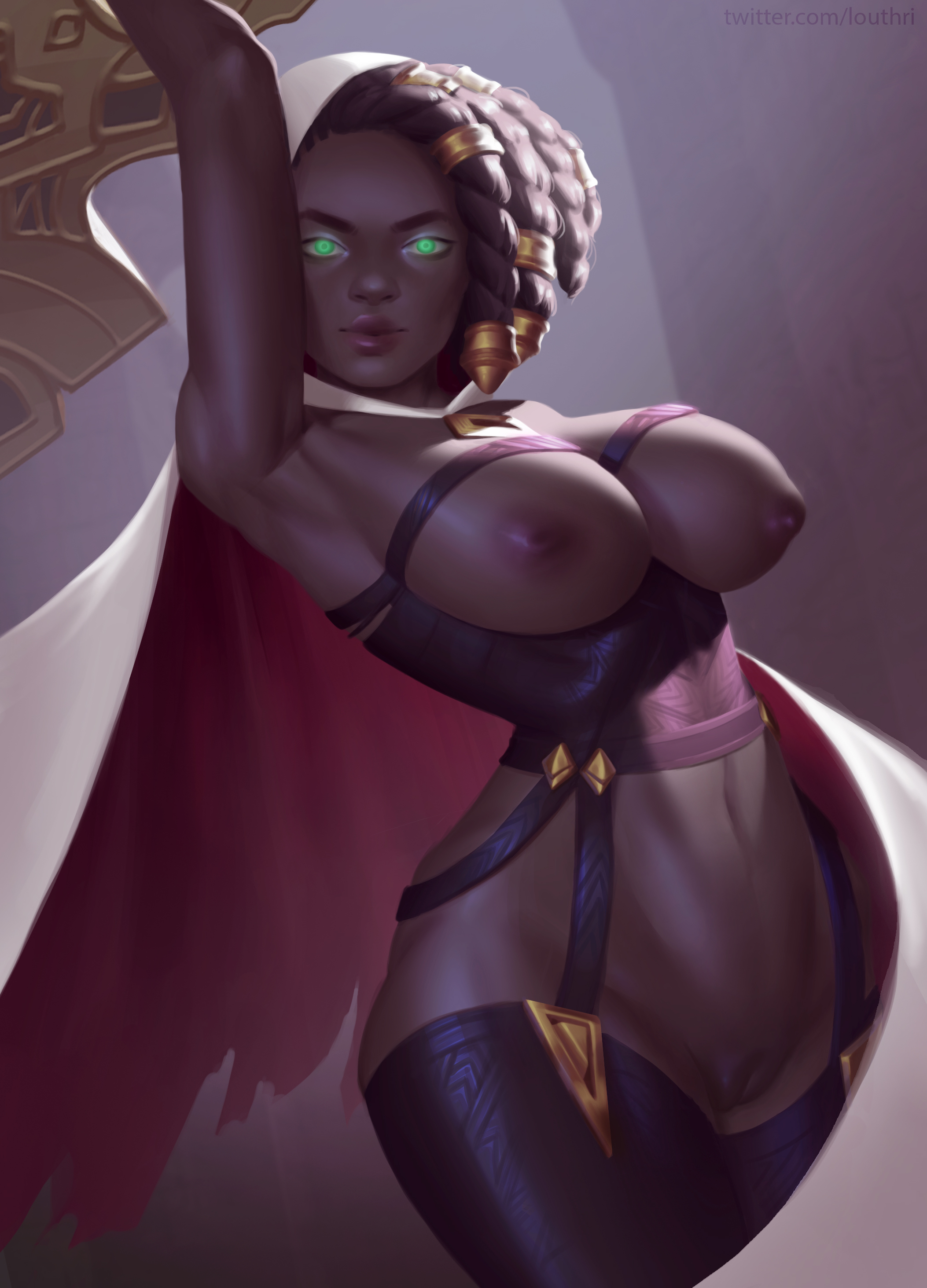 armpits, big breasts, breasts, dark skin, dark-skinned female, female, league of legends, louthri, riot games, senna (league of legends), solo