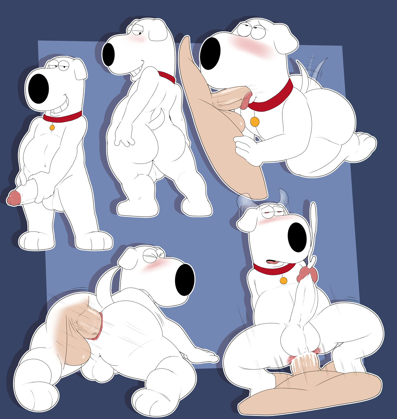 20th century fox, 20th century studios, 20th television animation, anthro, ass, balls, big balls, big dom small sub, big penis, brian griffin, canine, cock worship, cum, cum in ass, cum in mouth, cum inside, cumshot, family guy, feral, foursome, fox corporation, fuzzy door productions, gay, gay domination, gay sex, group, group sex, heart shaped pupils, human, human on anthro, human on feral, humanoid penis, jerseydevil, male, male only, penis, seth macfarlane, threesome, white fur