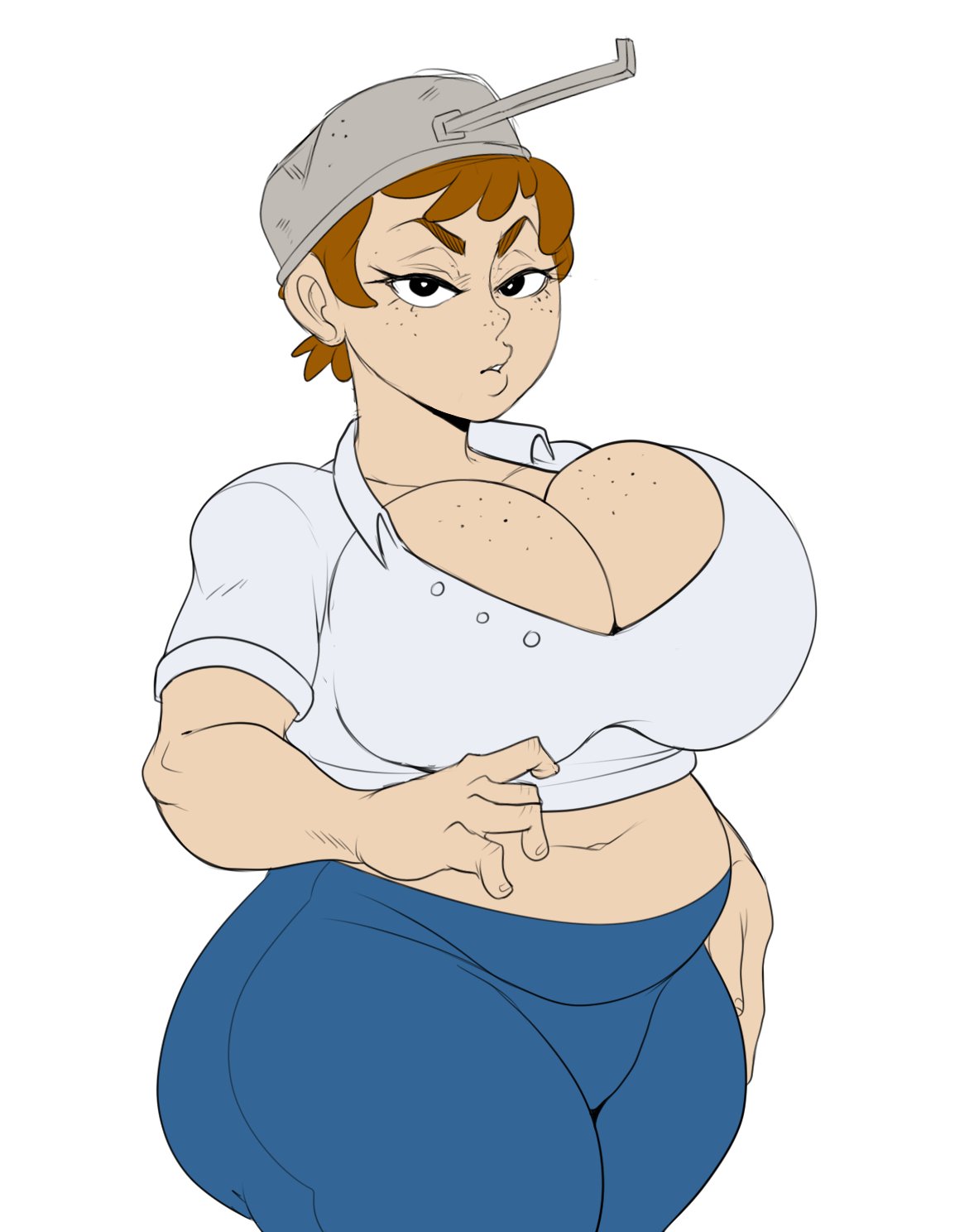 1girls, big breasts, breasts, clothed sex, crazy dave (pvz), detnox, female, female only, huge breasts, large breasts, plants vs zombies, rule 63, tagme, white background