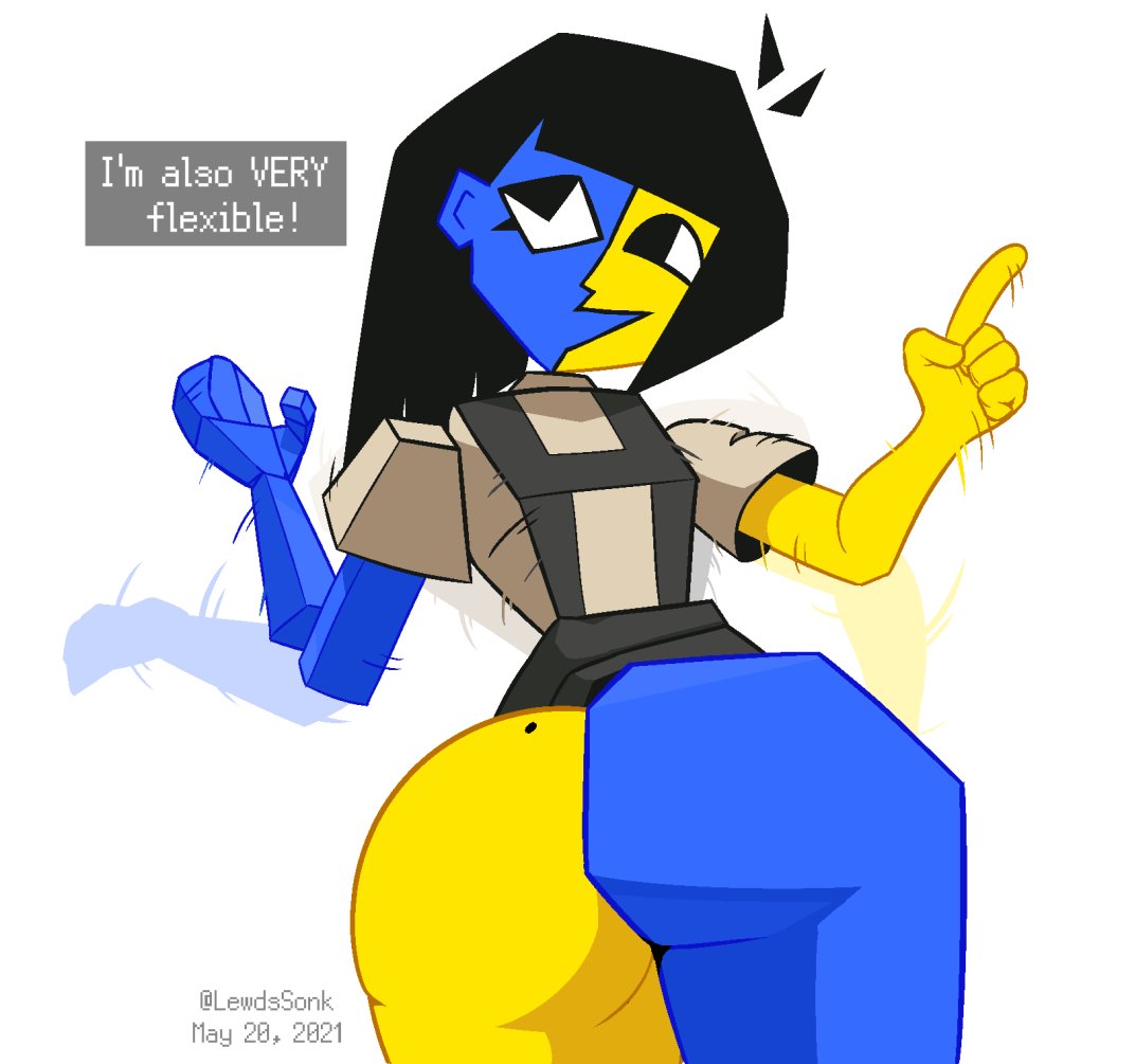 1girls, 2021, afterimage, ass, beauty mark, big ass, black hair, blue skin, dated, ena, ena (series), female, joel g, lewdssonk, looking back, mole, mole on ass, moving, multicolored body, peruvian female, polygonal, yellow skin