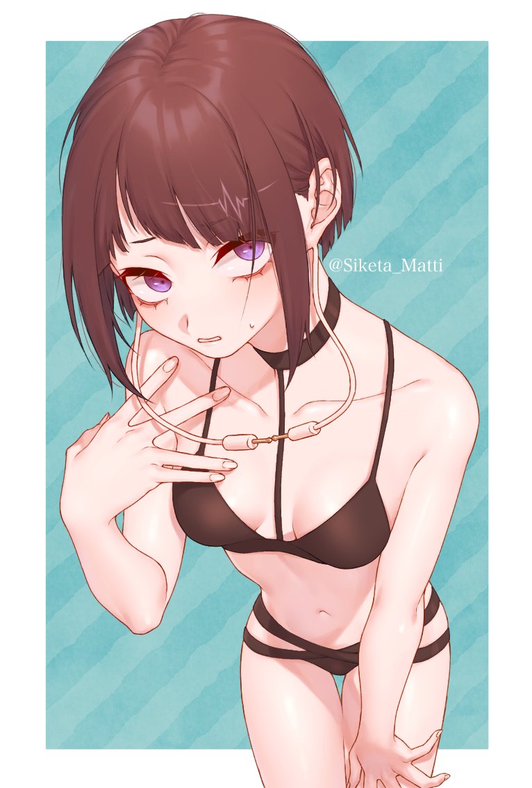 1girls bikini female female_only kyoka_jiro mizuki_mau my_hero_academia purple_eyes short_hair siketa_matti solo swimsuit tagme